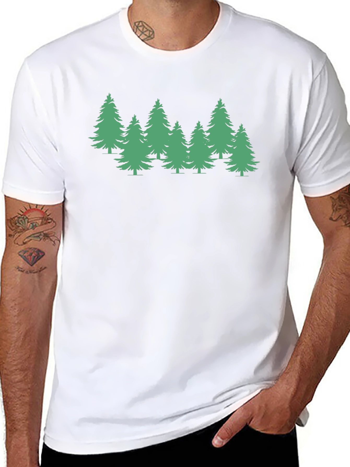 Evergreen Tree Graphic Tee - Soft Black T-Shirt