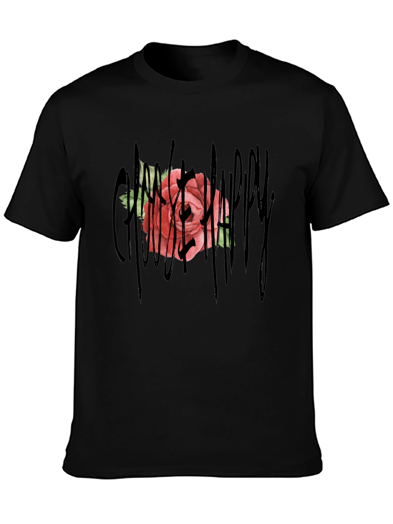 Gothic Rose Happy T-Shirt - Unique Graphic Tee