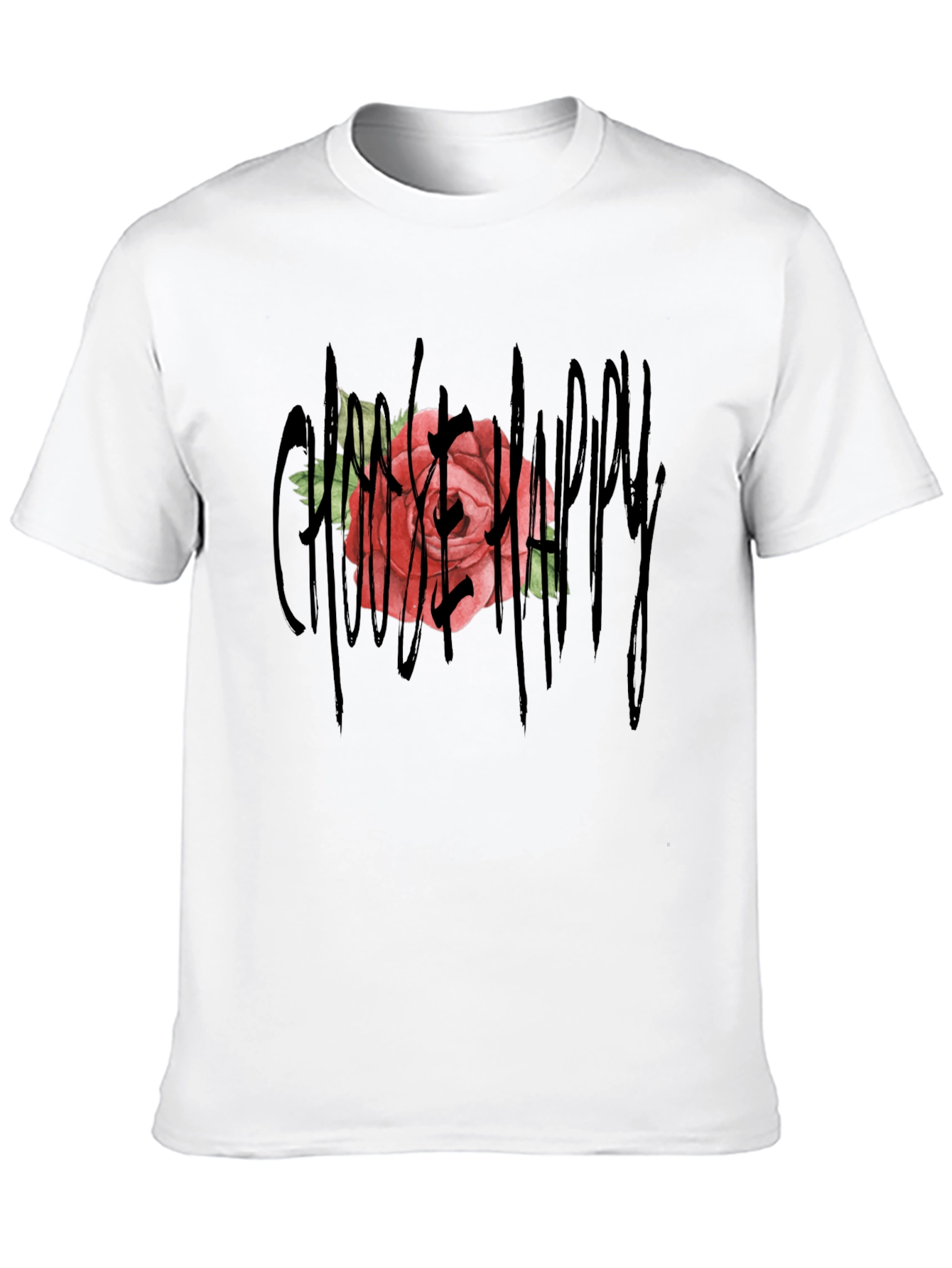 Gothic Rose Happy T-Shirt - Unique Graphic Tee