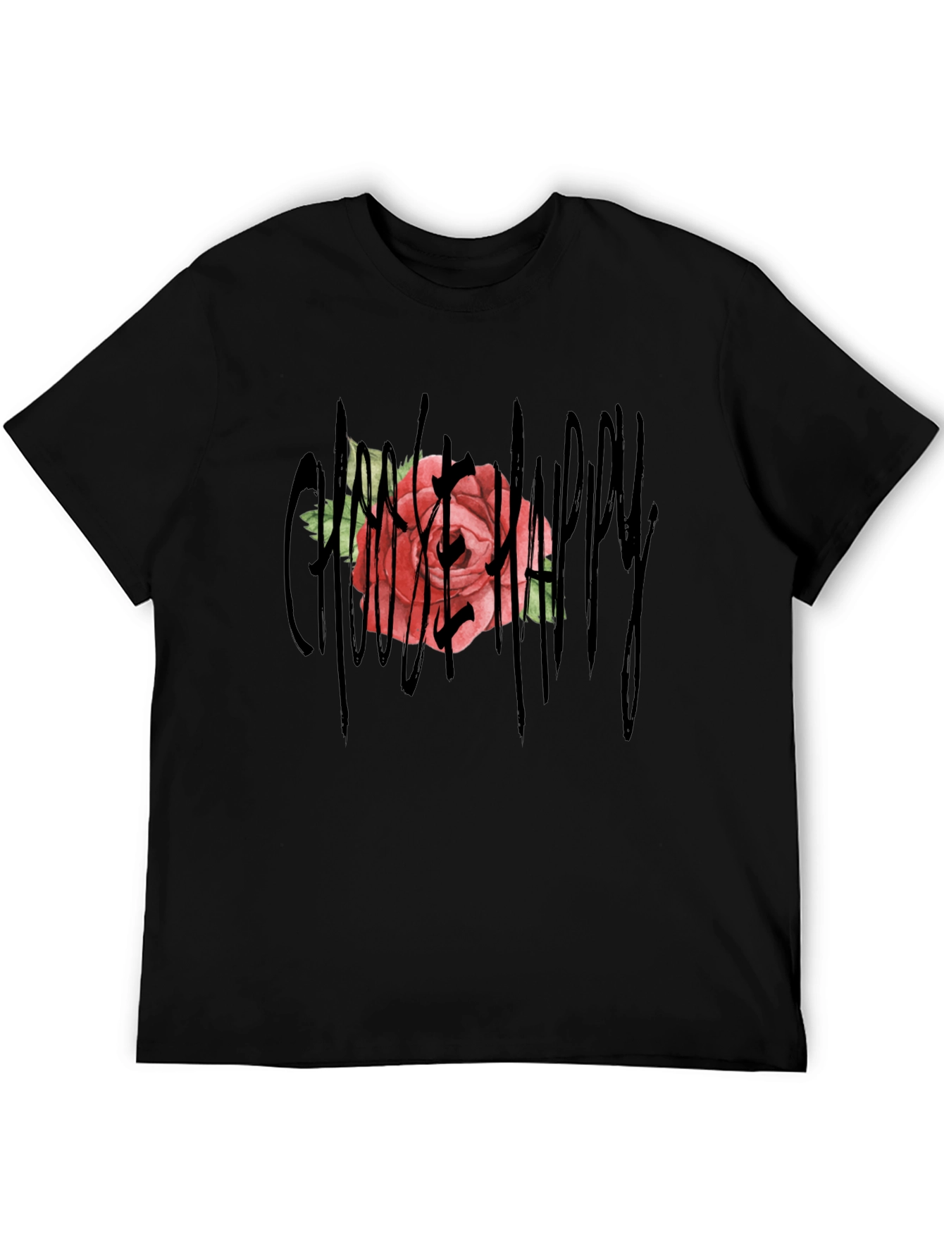 Gothic Rose Happy T-Shirt - Unique Graphic Tee