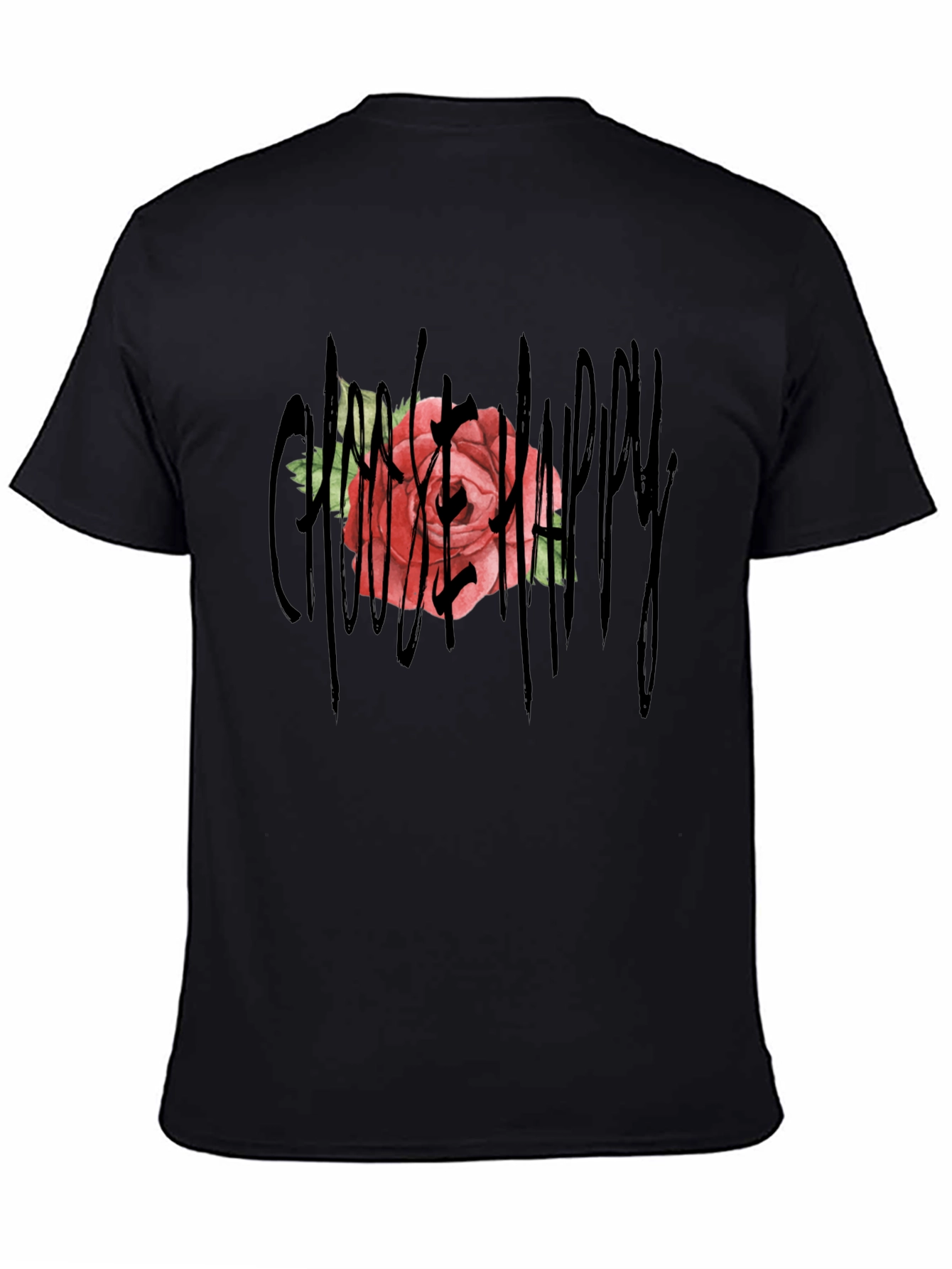 Gothic Rose Happy T-Shirt - Unique Graphic Tee
