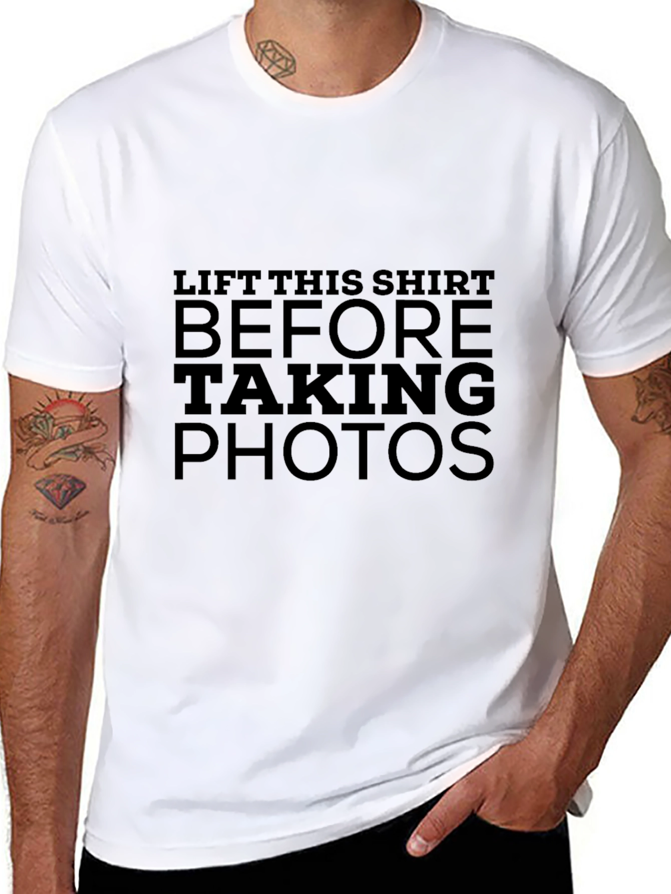 Lift This Shirt Before Taking Photos Black T-Shirt