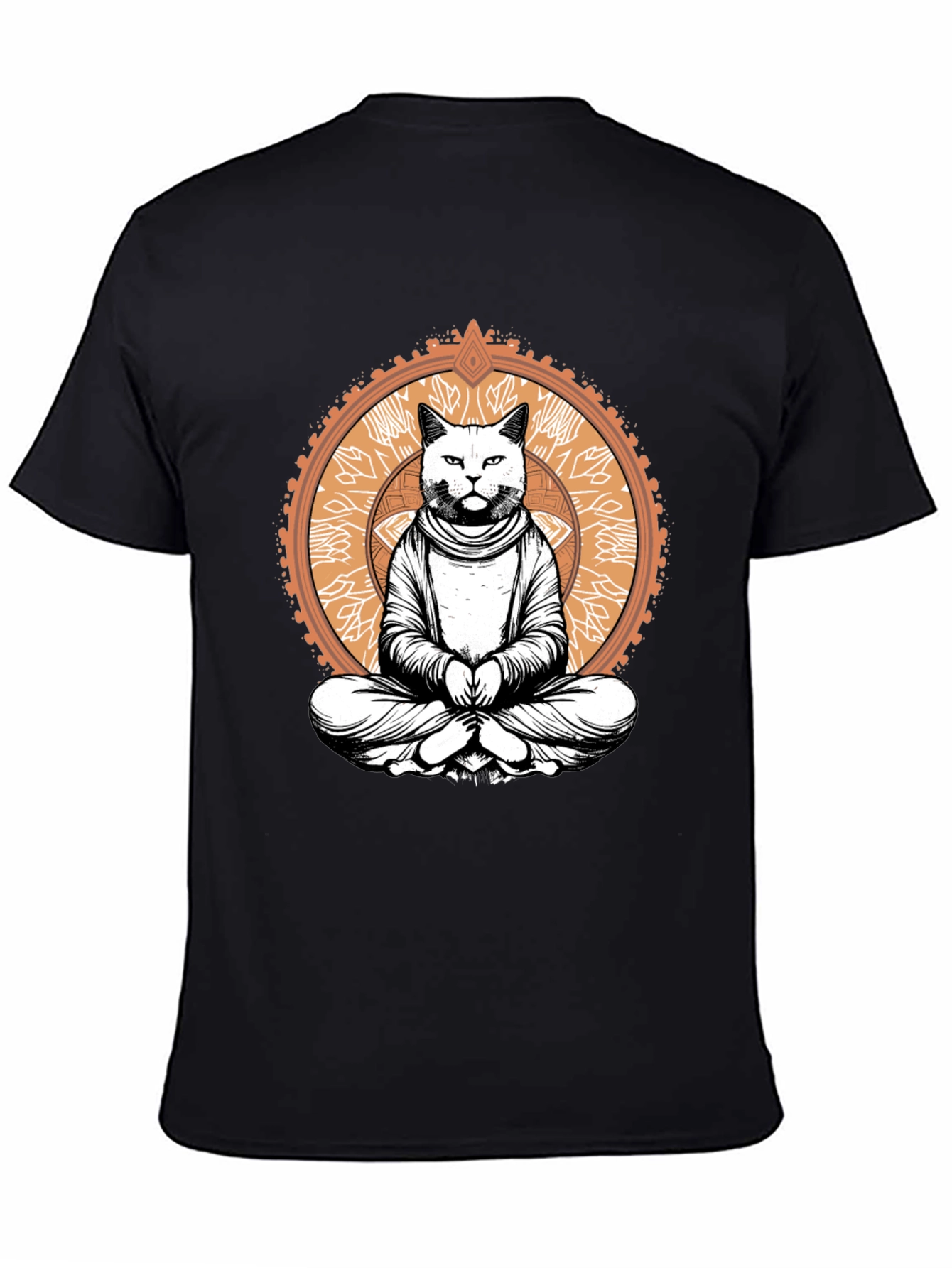 Meditating Cat Graphic Tee - Black