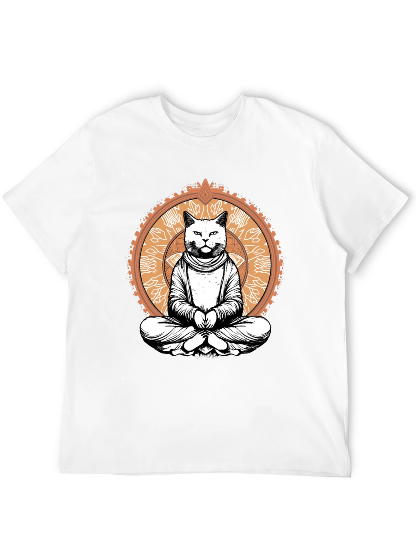 Meditating Cat Graphic Tee - Black