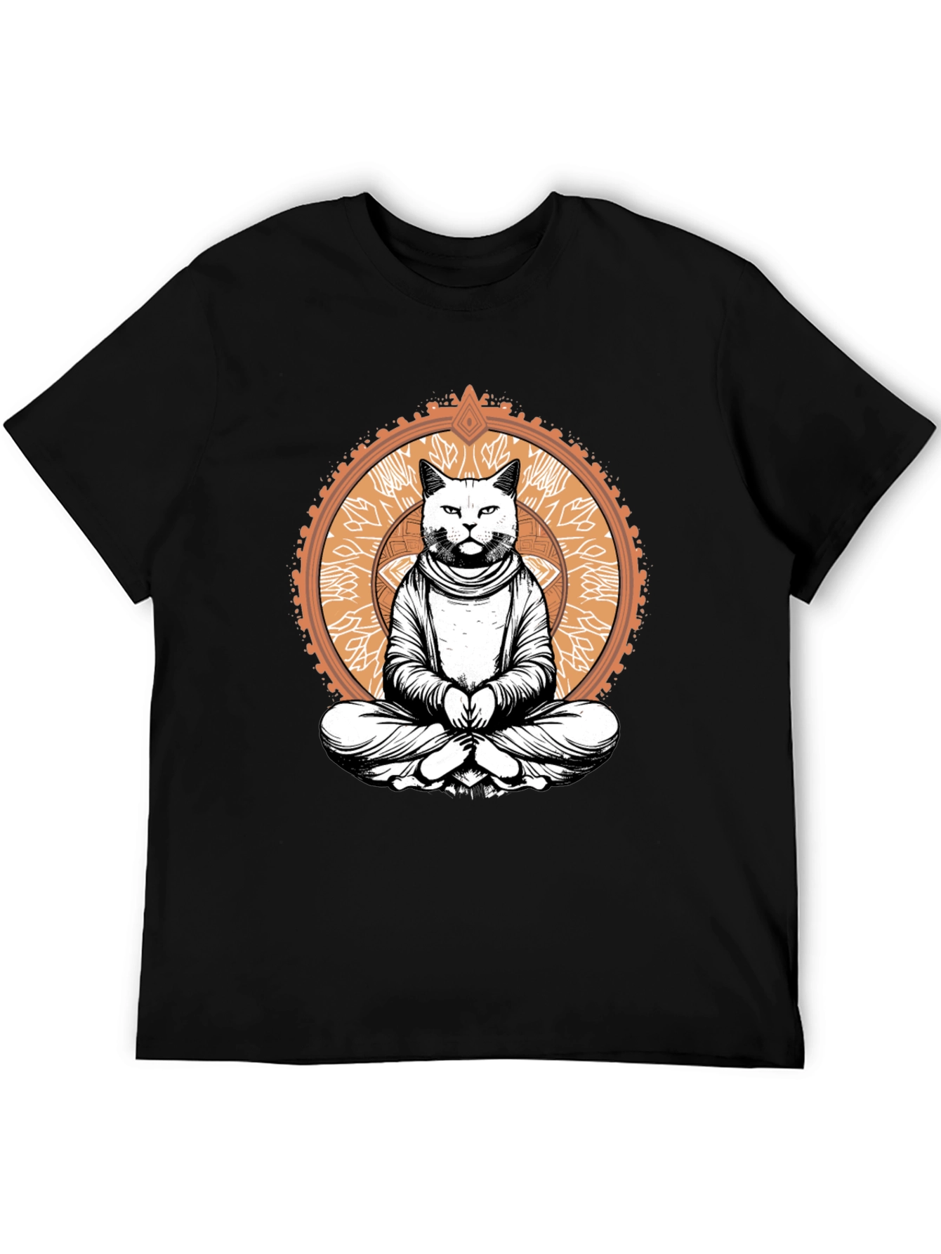 Meditating Cat Graphic Tee - Black