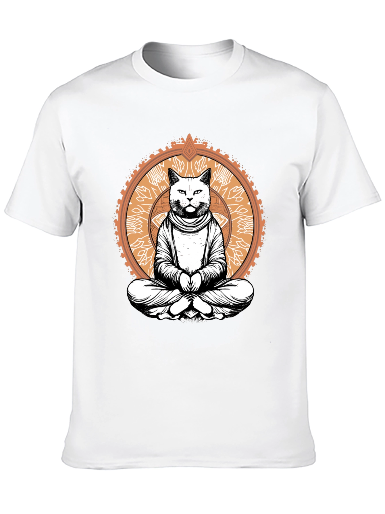 Meditating Cat Graphic Tee - Black