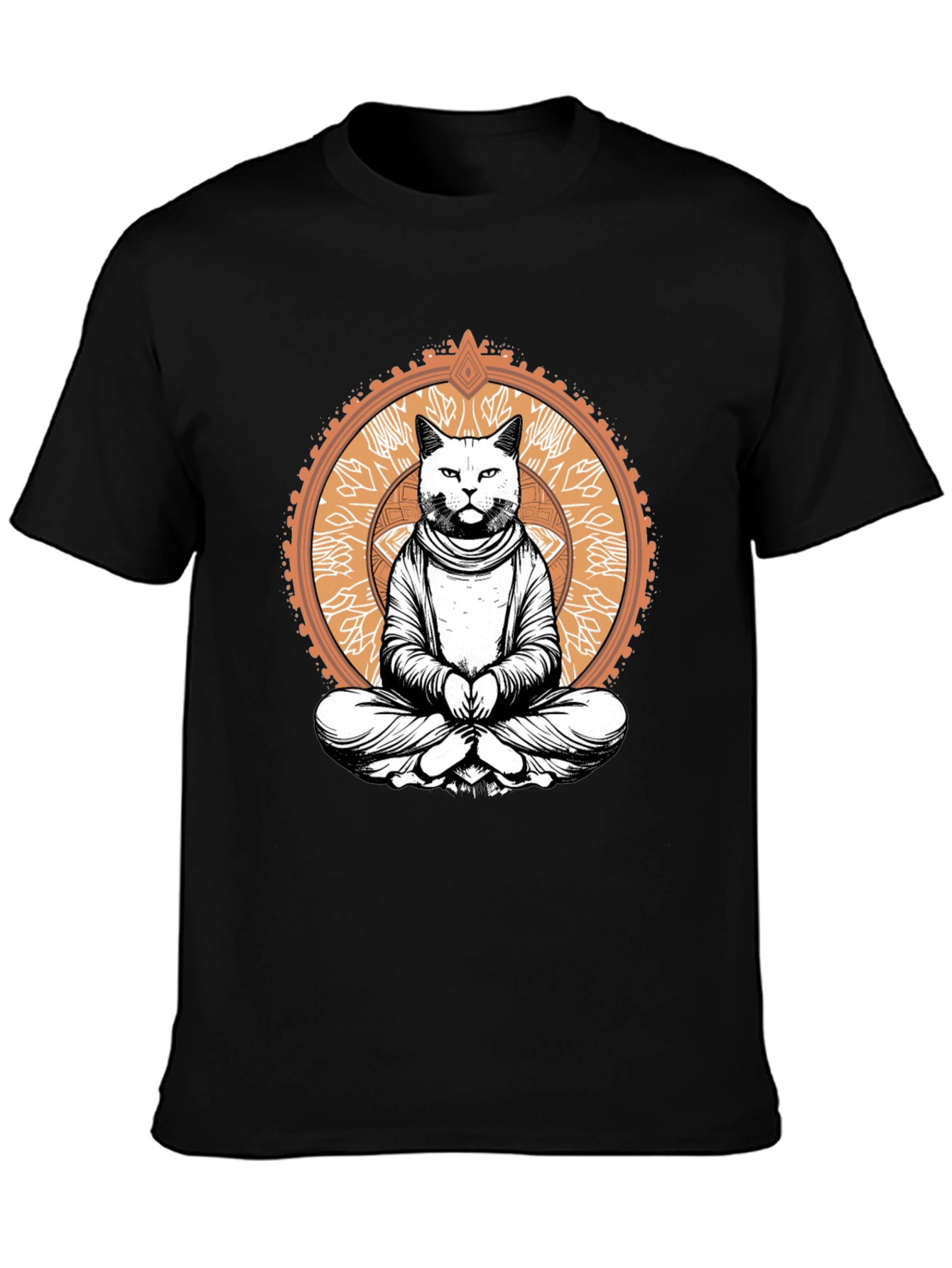 Meditating Cat Graphic Tee - Black