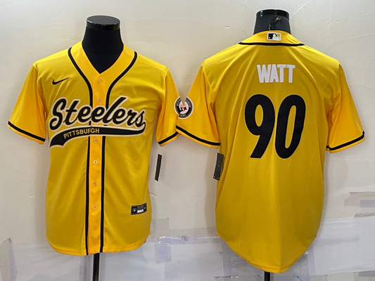 Men's Pittsburgh Steelers T.J. Watt #90 Yellow Game Jerseys Joint edition