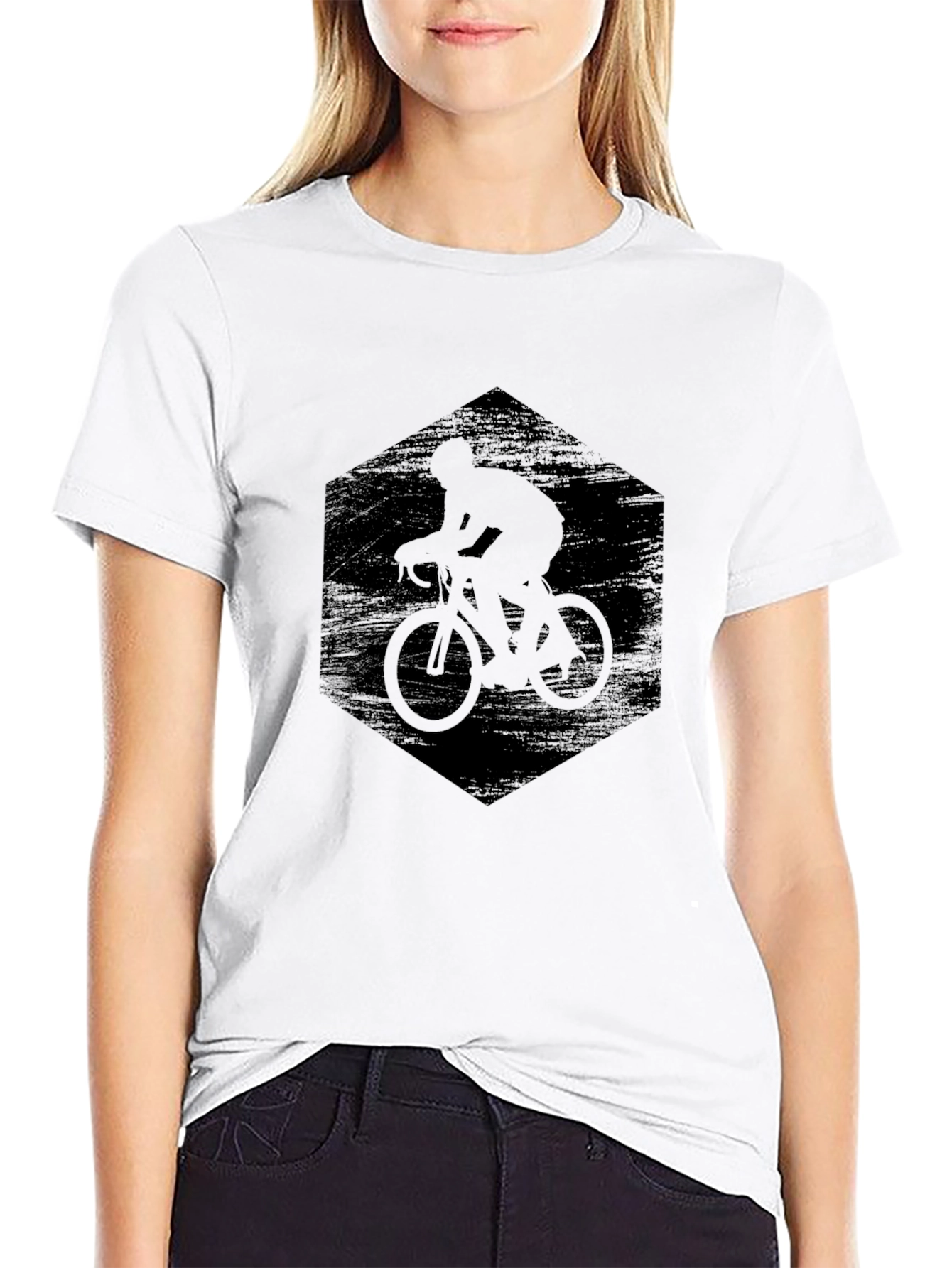 Mens Black Cycling Silhouette Graphic Tee