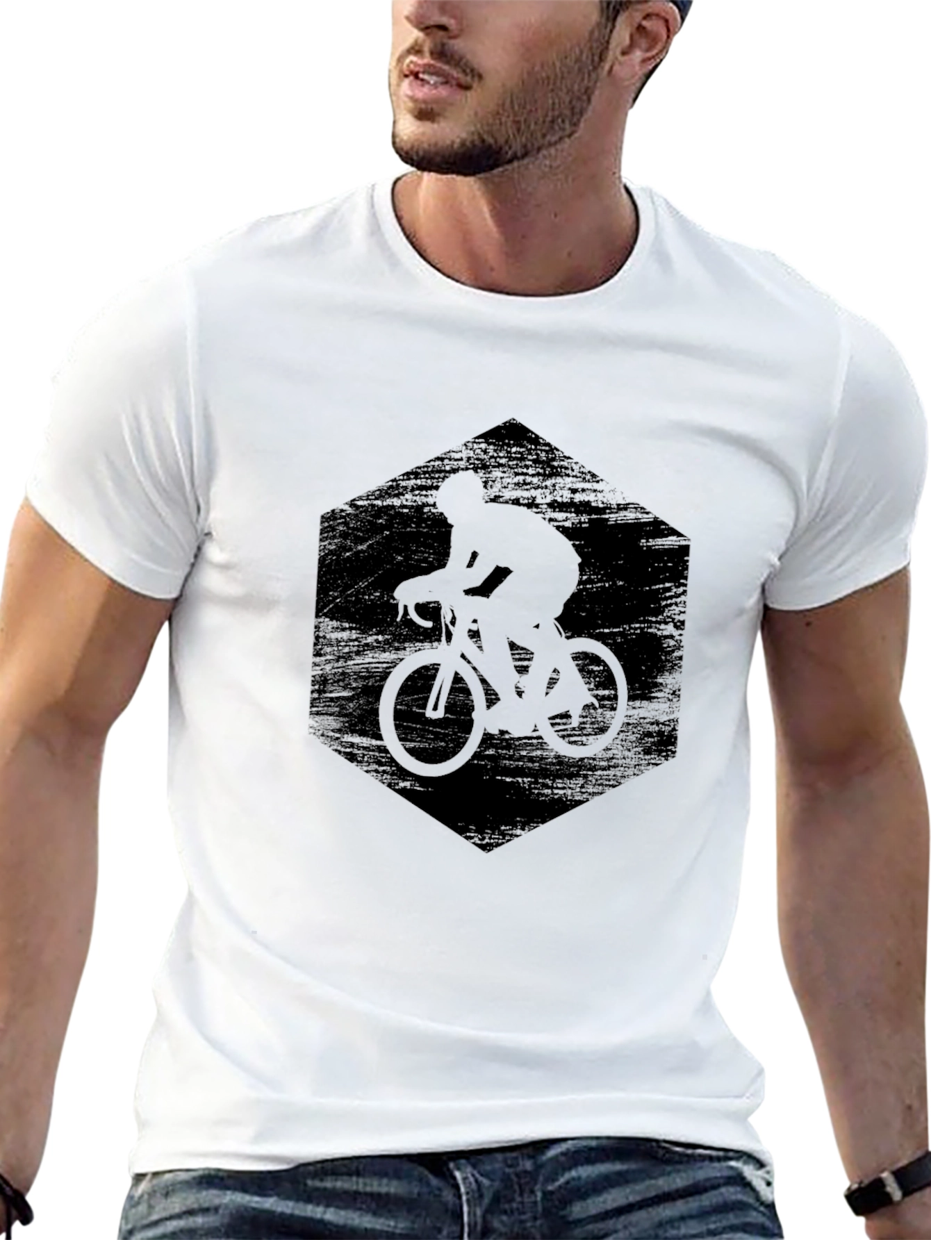 Mens Black Cycling Silhouette Graphic Tee