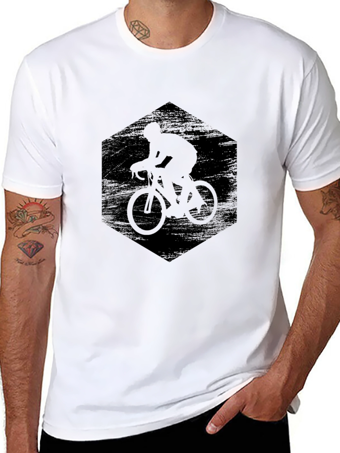 Mens Black Cycling Silhouette Graphic Tee