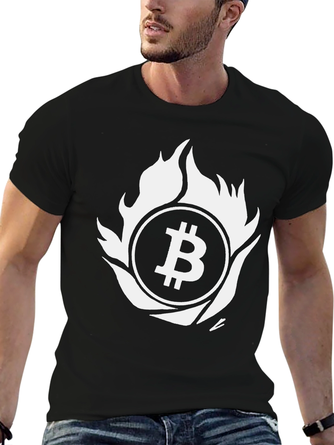 Bitcoin Flame Graphic T-Shirt - Crypto Enthusiast Tee