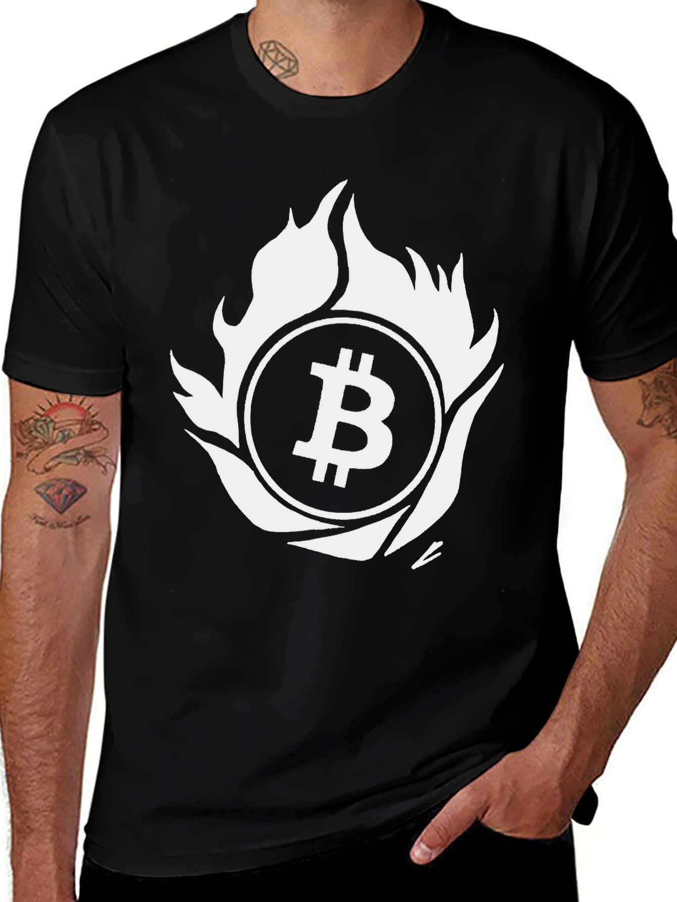 Bitcoin Flame Graphic T-Shirt - Crypto Enthusiast Tee