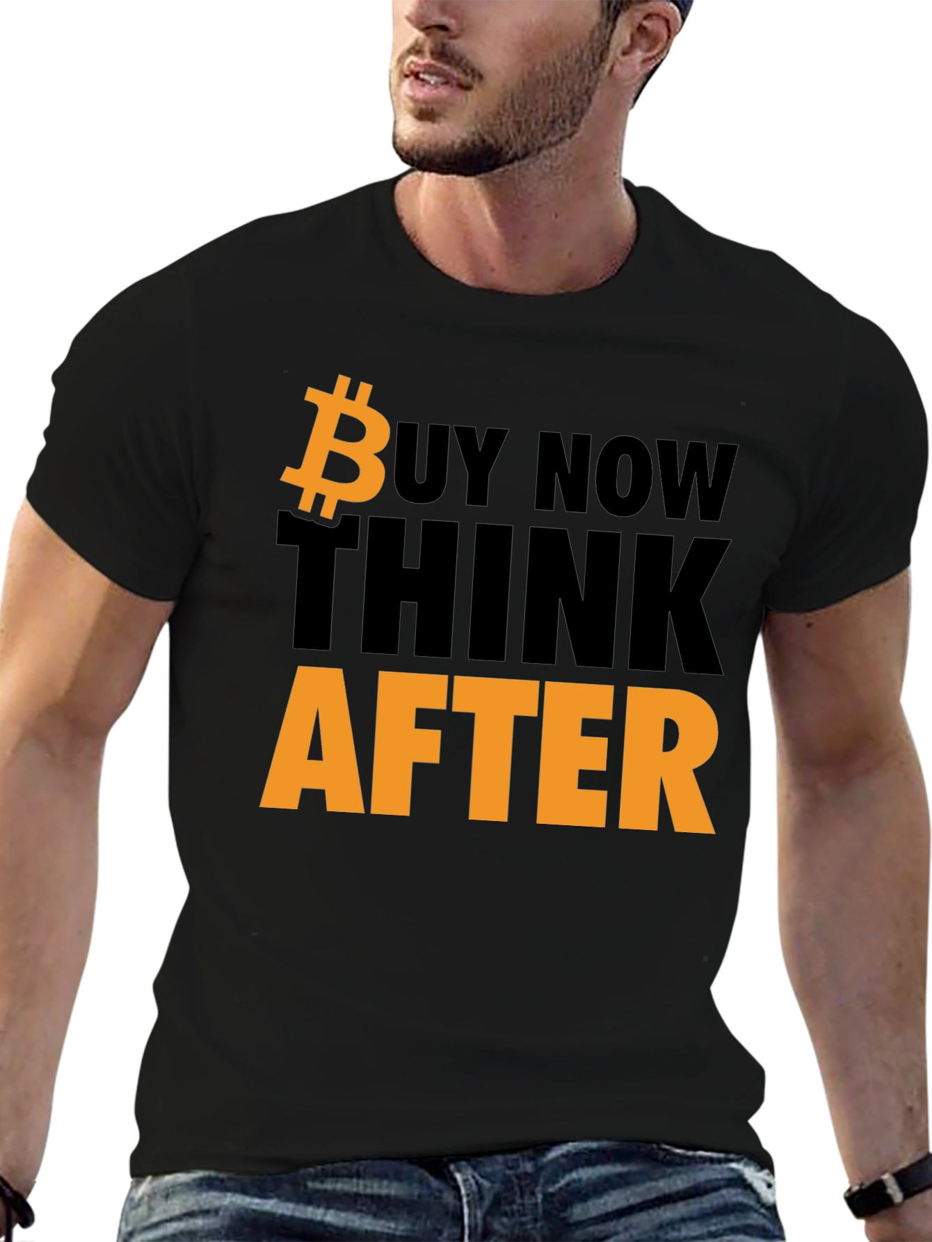 Bitcoin T-Shirt - Buy Now Think Later - Black