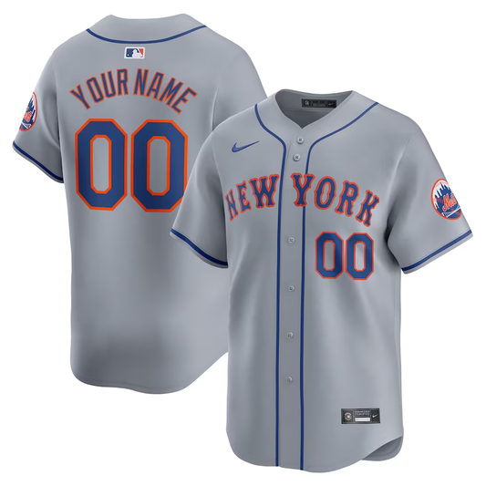 Men's New York Mets Gray Away Limited Custom Jerseys