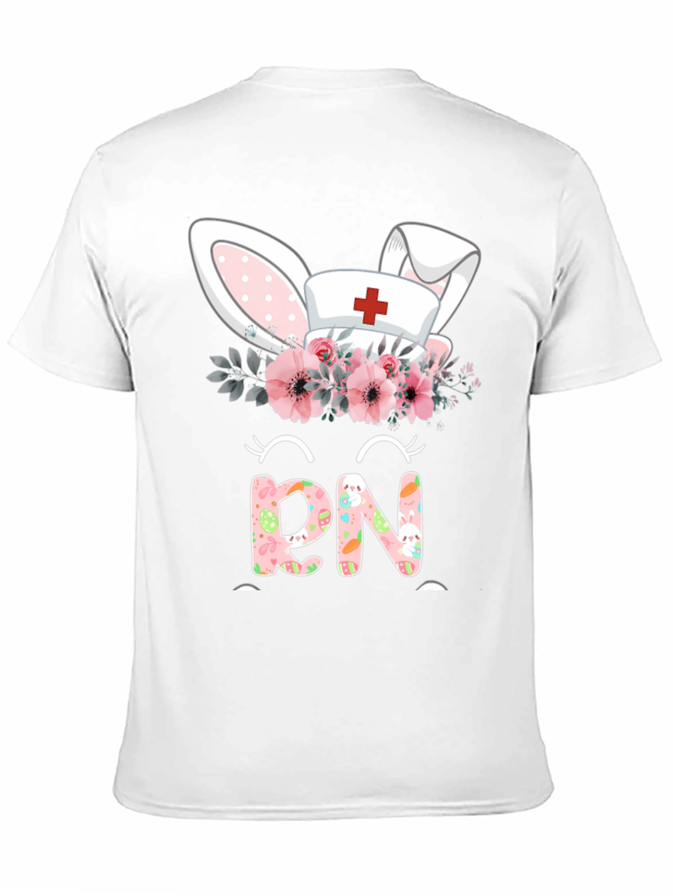 Easter RN Nurse Bunny Ears Floral T-Shirt