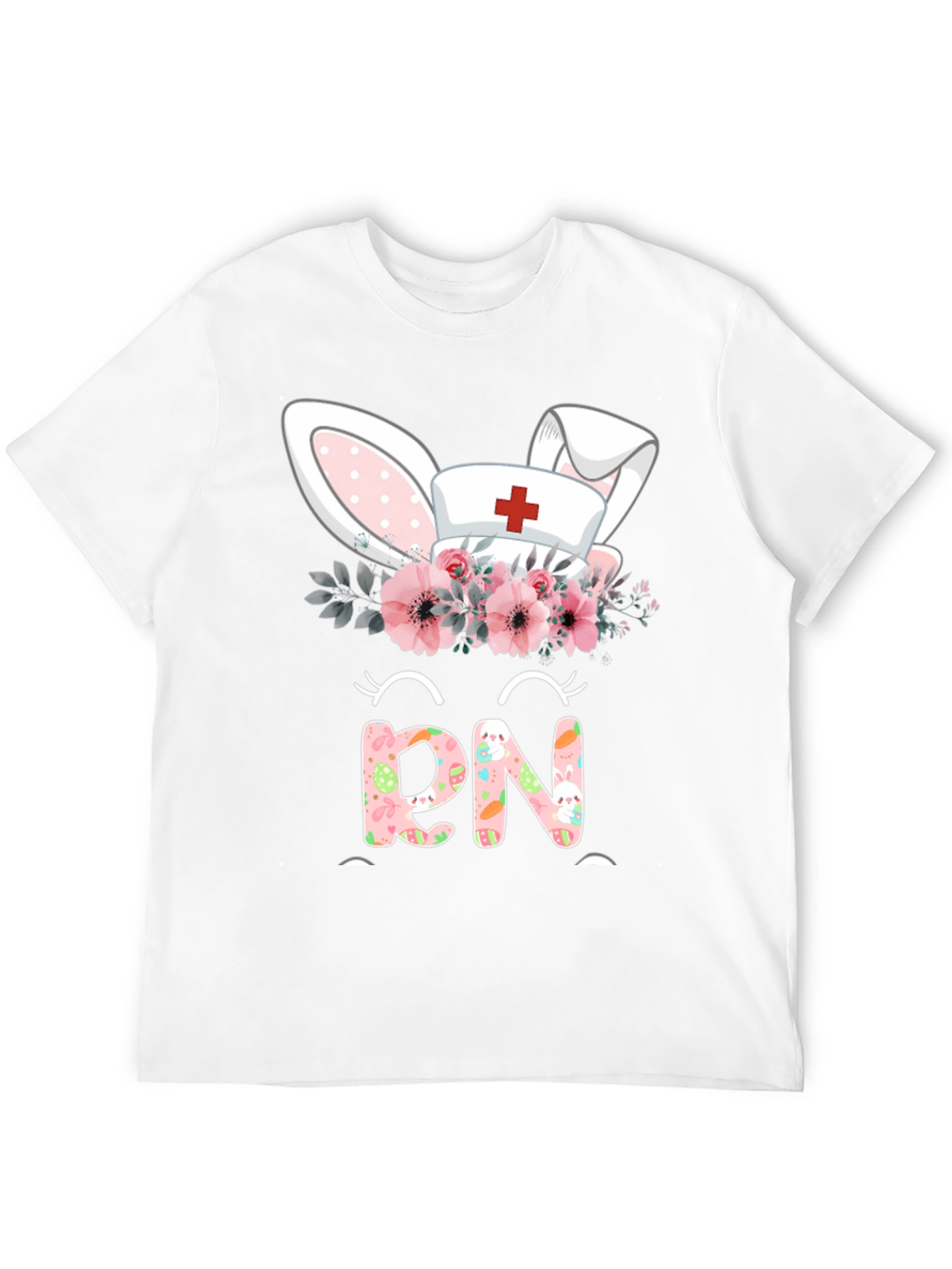 Easter RN Nurse Bunny Ears Floral T-Shirt