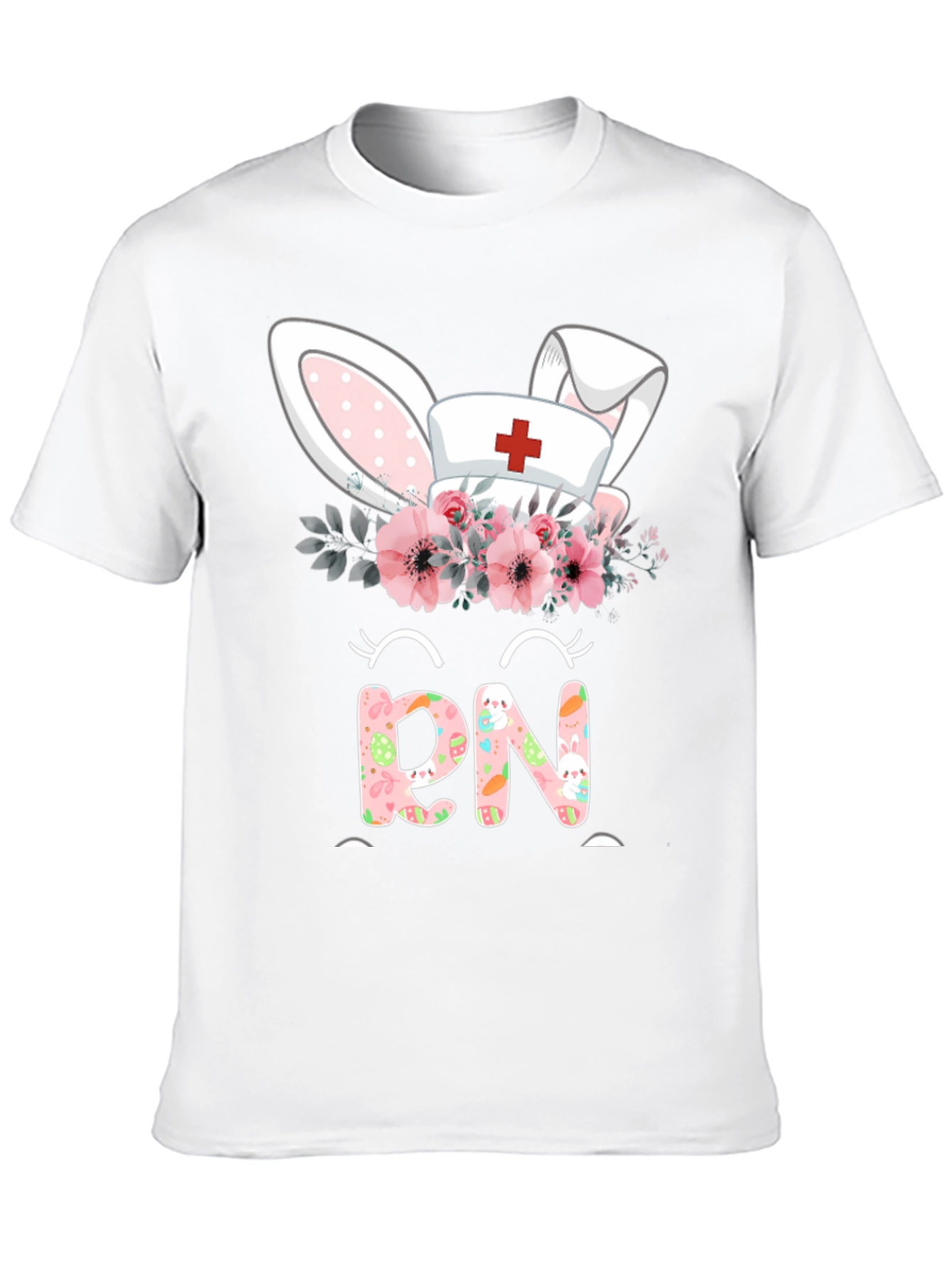 Easter RN Nurse Bunny Ears Floral T-Shirt