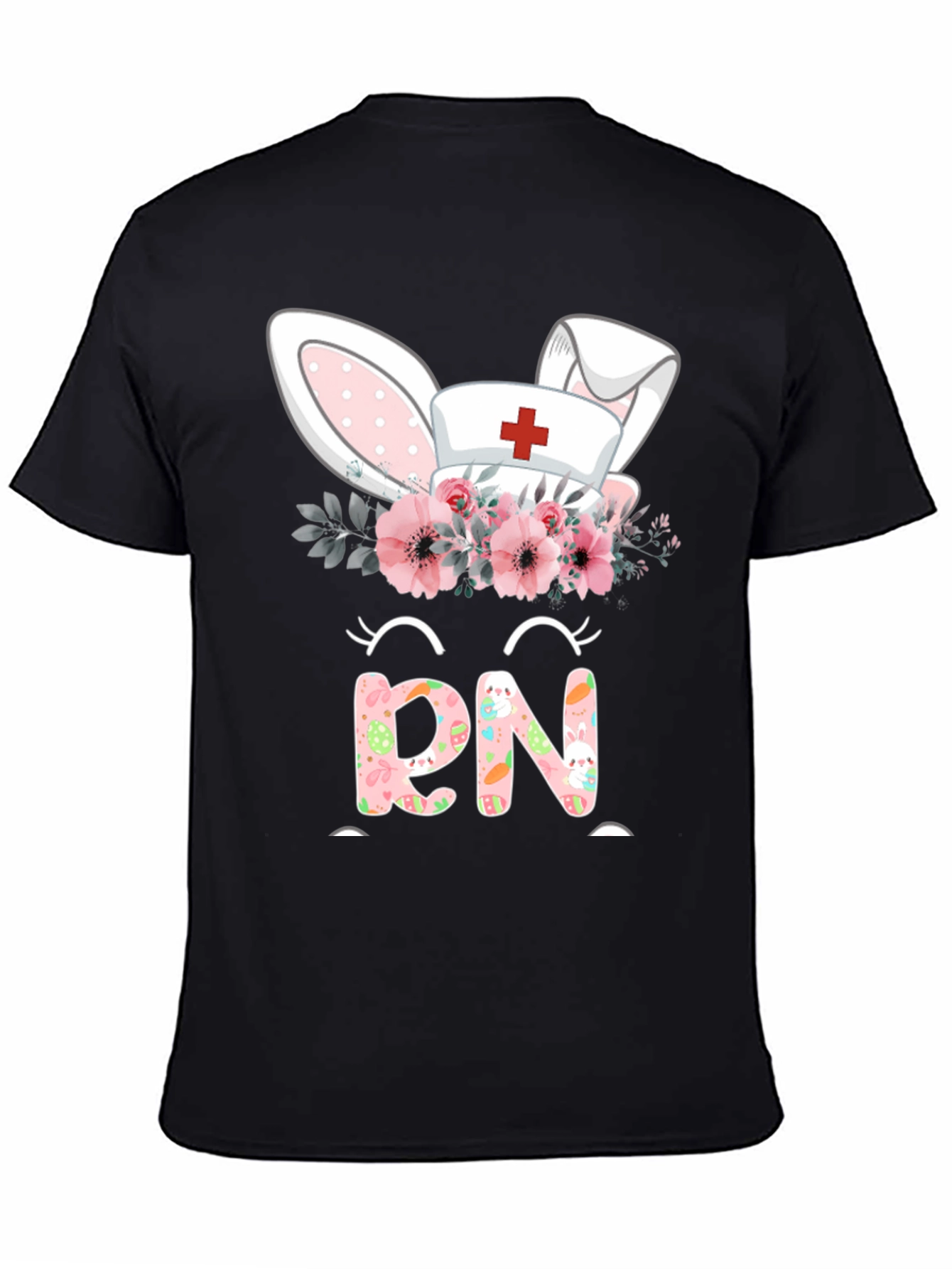 Easter RN Nurse Bunny Ears Floral T-Shirt