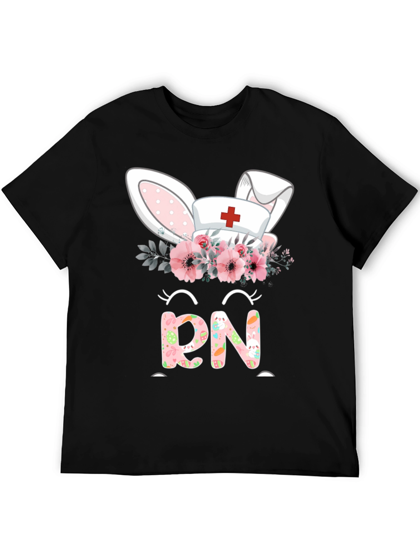 Easter RN Nurse Bunny Ears Floral T-Shirt