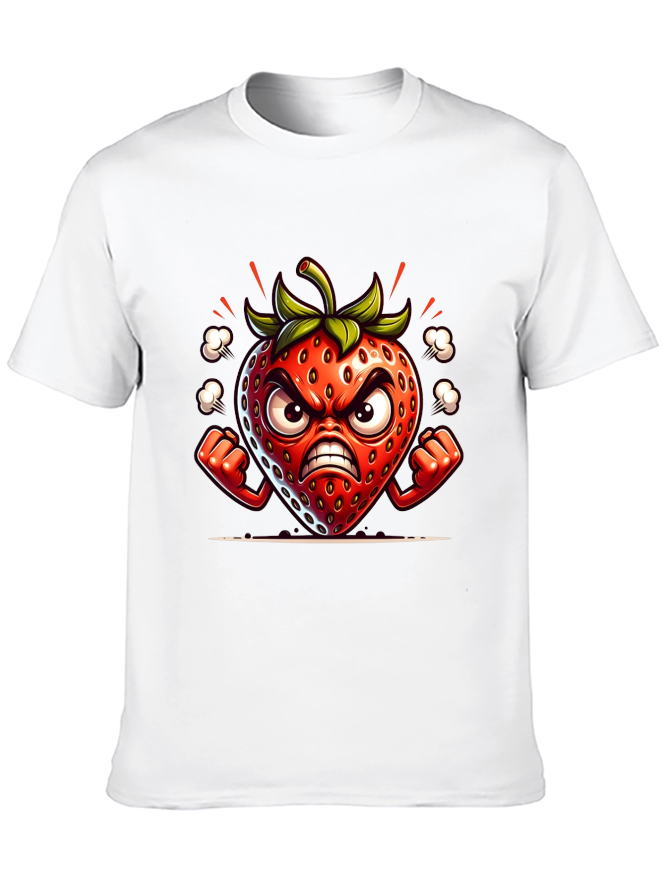 Angry Strawberry Cartoon Graphic Tee