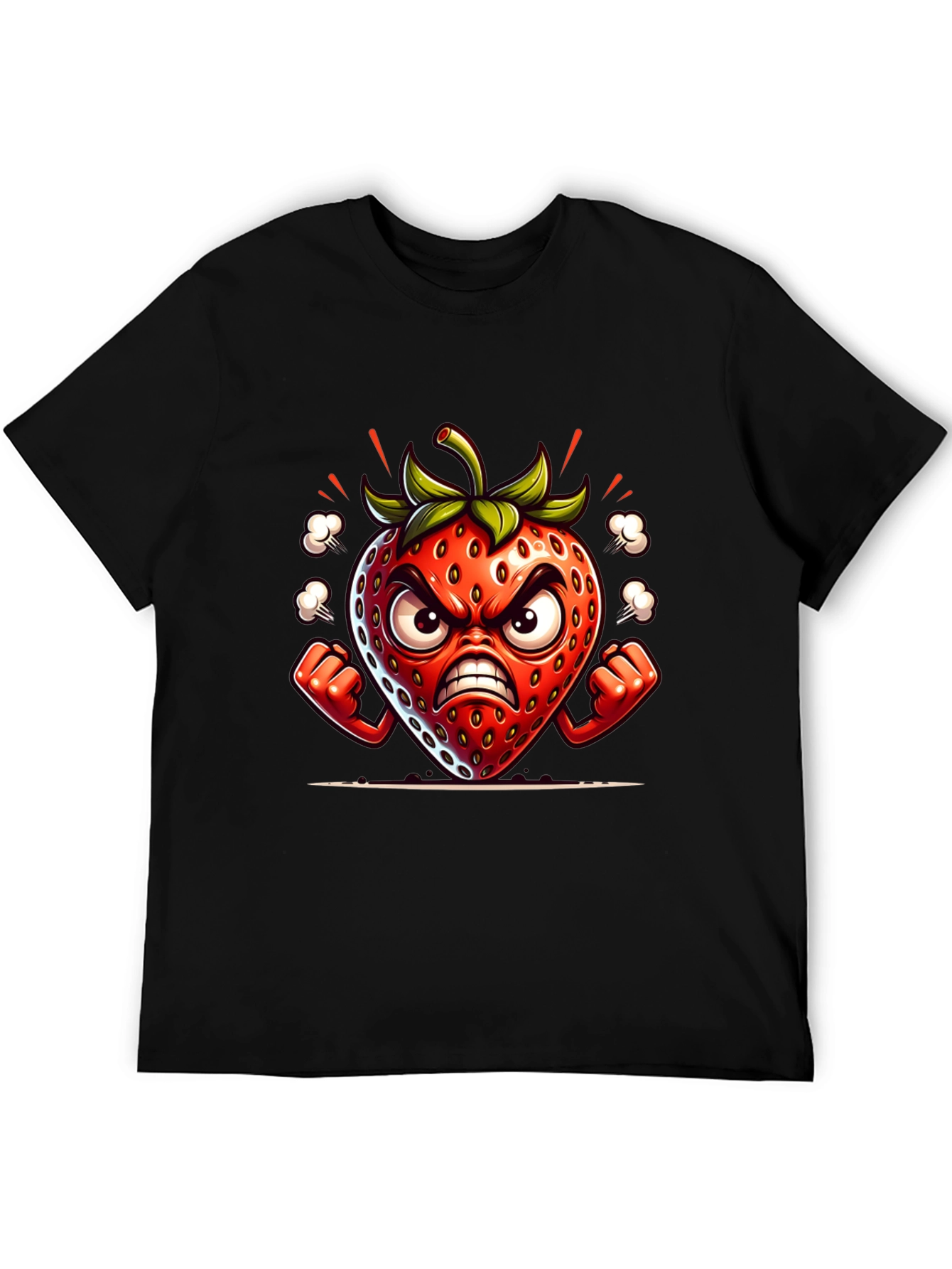 Angry Strawberry Cartoon Graphic Tee