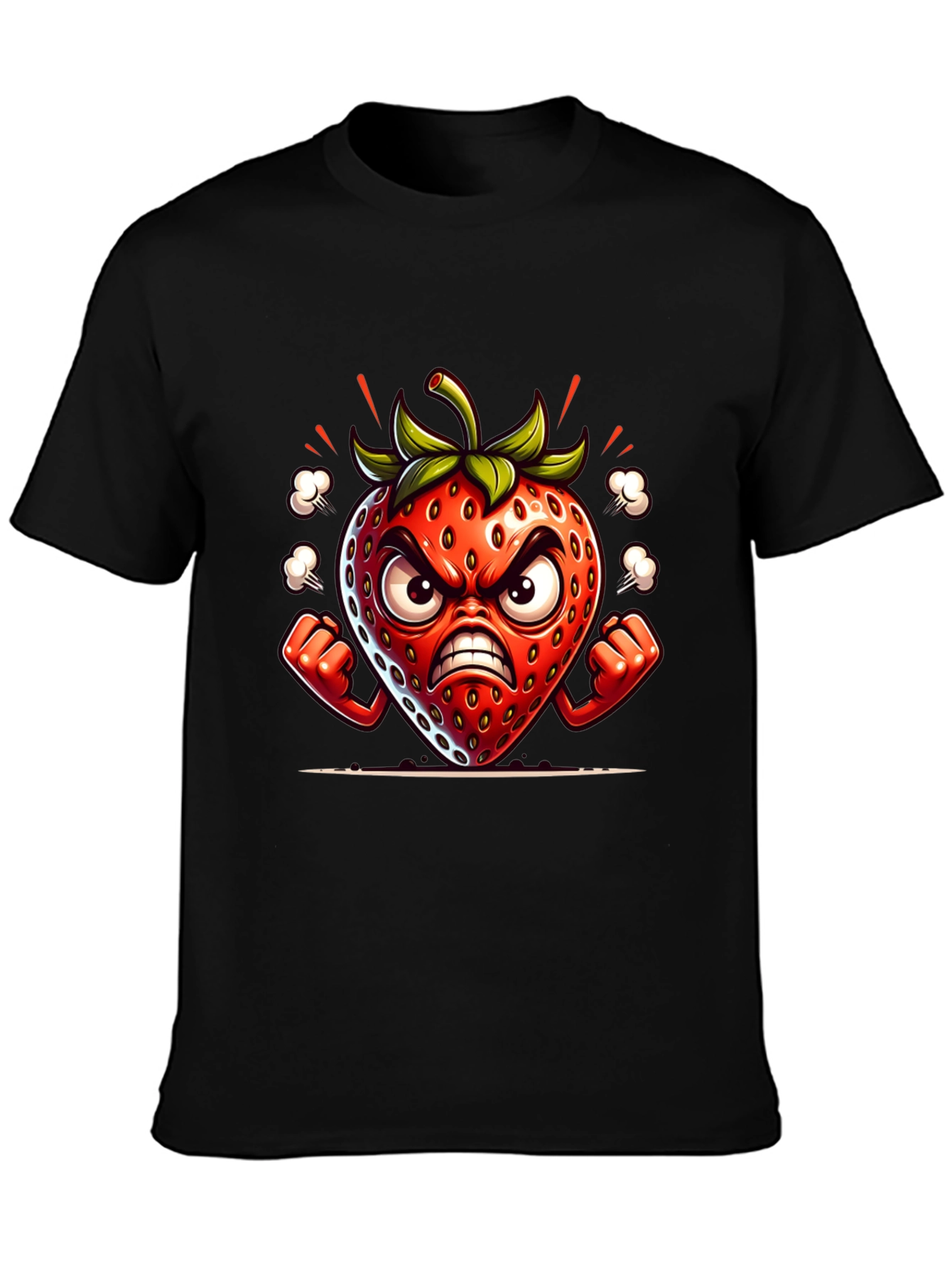 Angry Strawberry Cartoon Graphic Tee