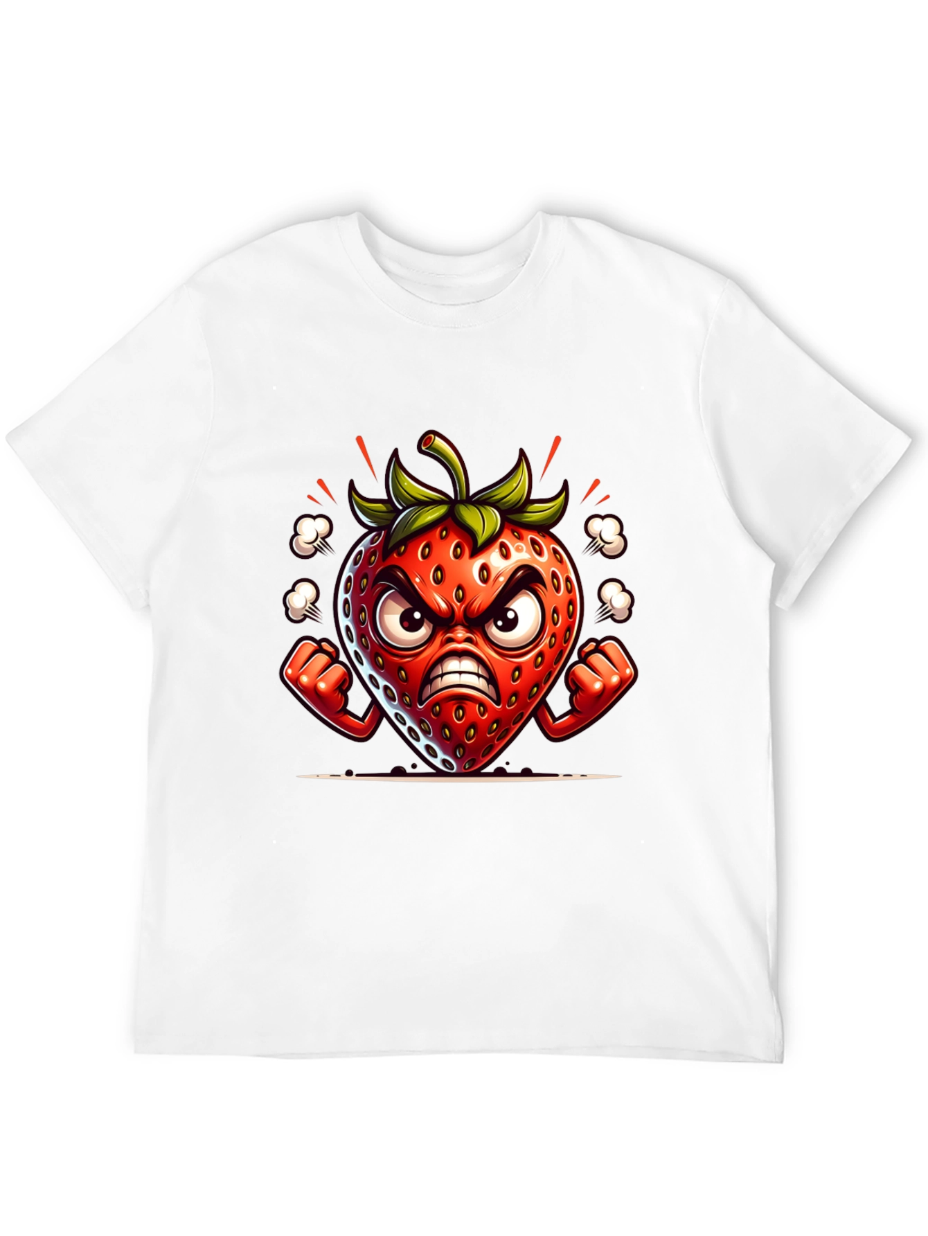 Angry Strawberry Cartoon Graphic Tee