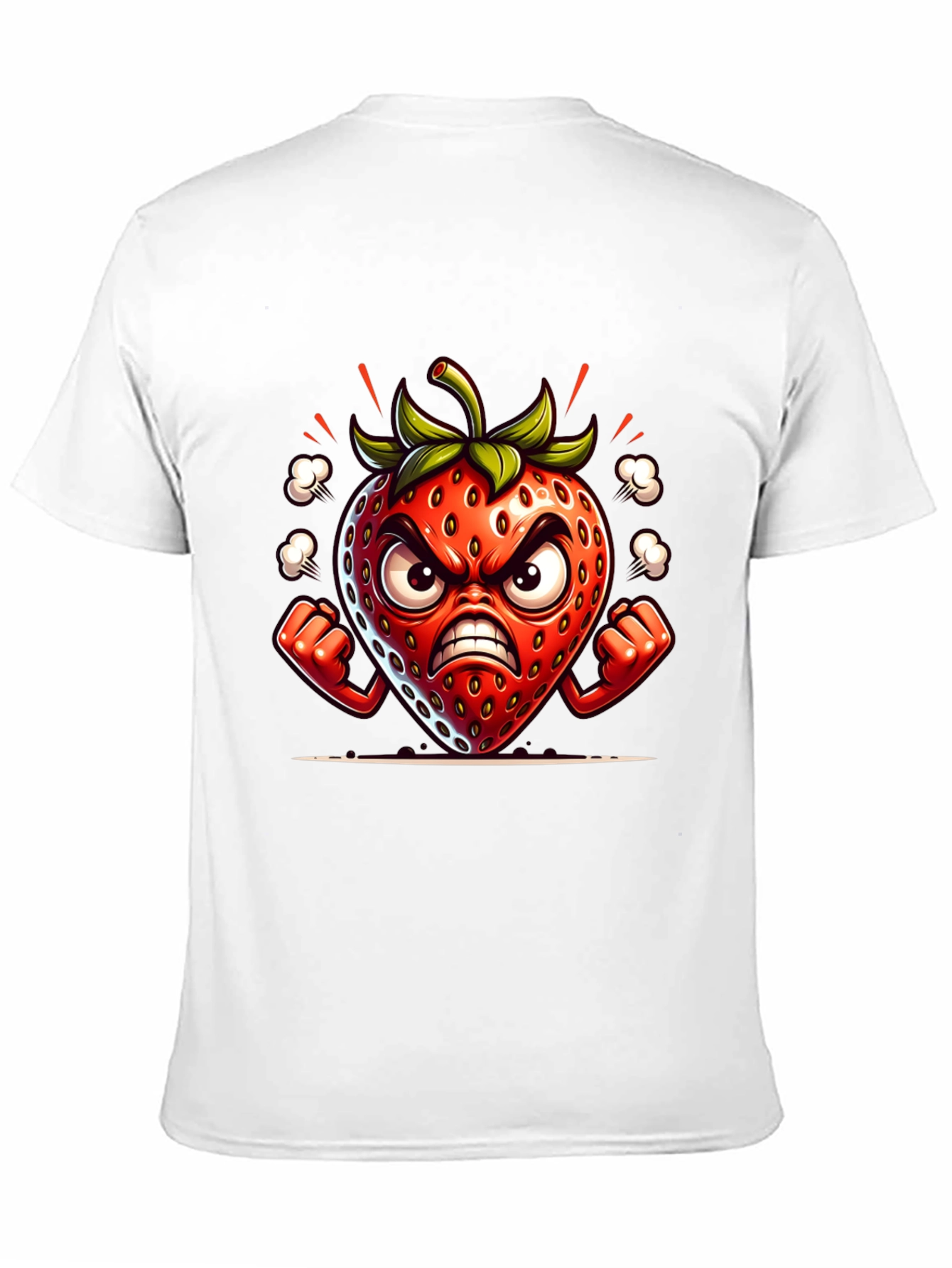 Angry Strawberry Cartoon Graphic Tee