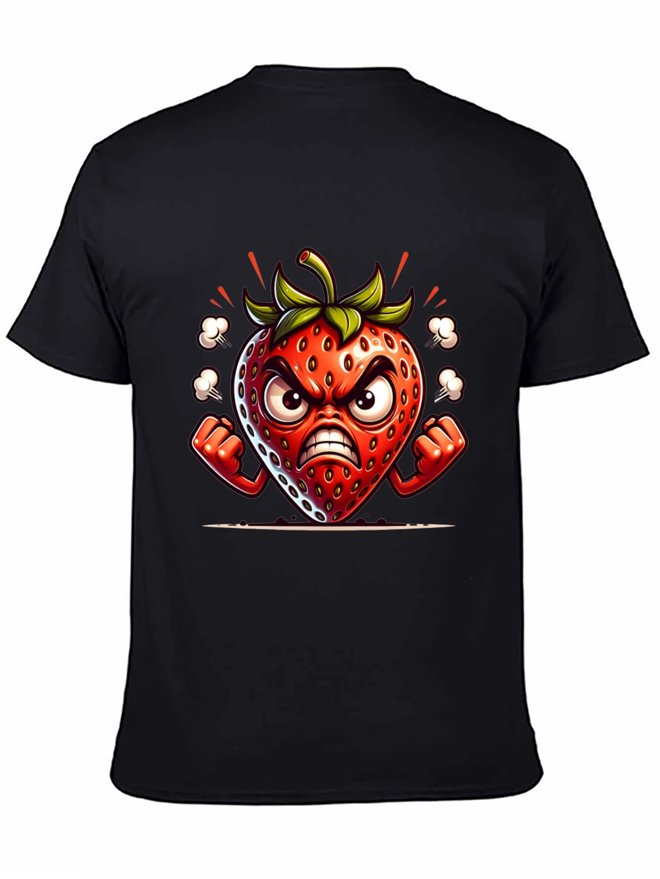 Angry Strawberry Cartoon Graphic Tee
