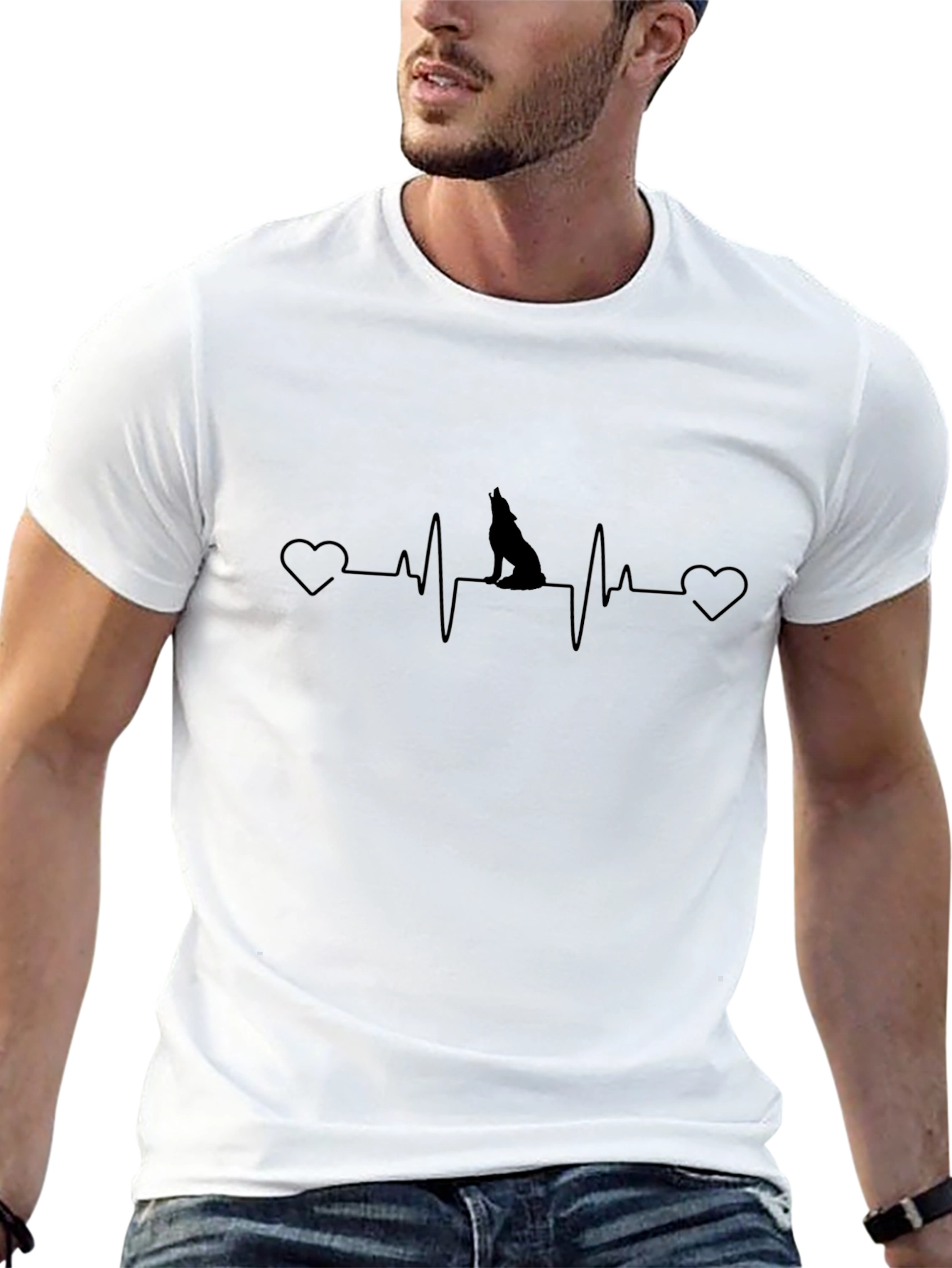 Wolf Heartbeat Graphic Tee - Black