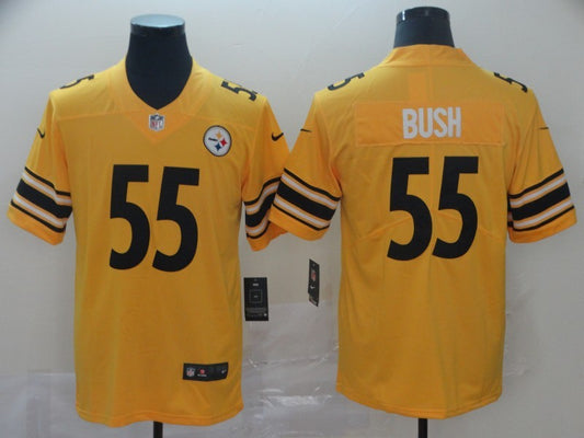 Men's Pittsburgh Steelers Devon Bush Jr. #55 Gold Inverted Team Game Jerseys
