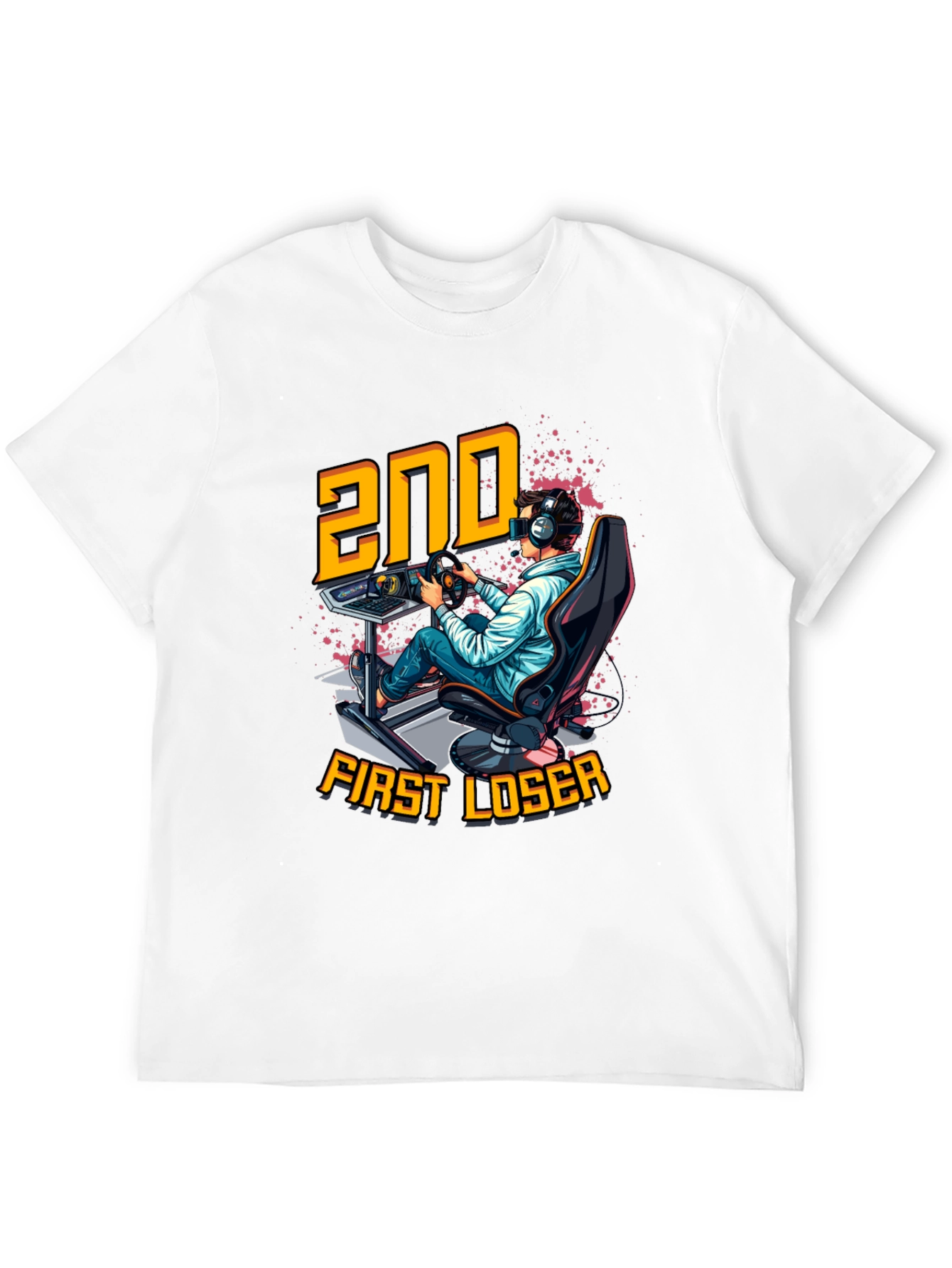 2nd First Loser Black T-Shirt - Racing Gamer Tee