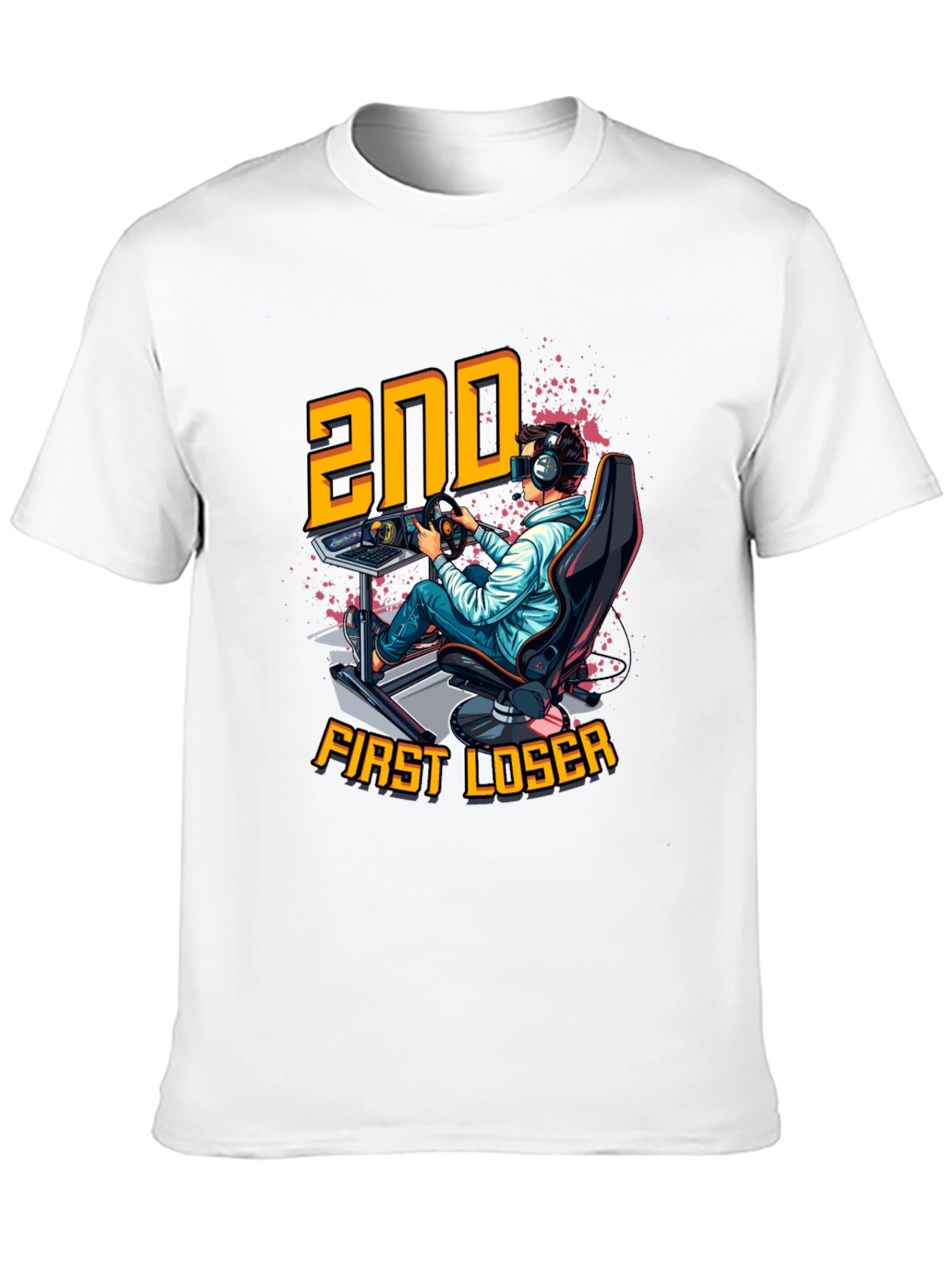 2nd First Loser Black T-Shirt - Racing Gamer Tee