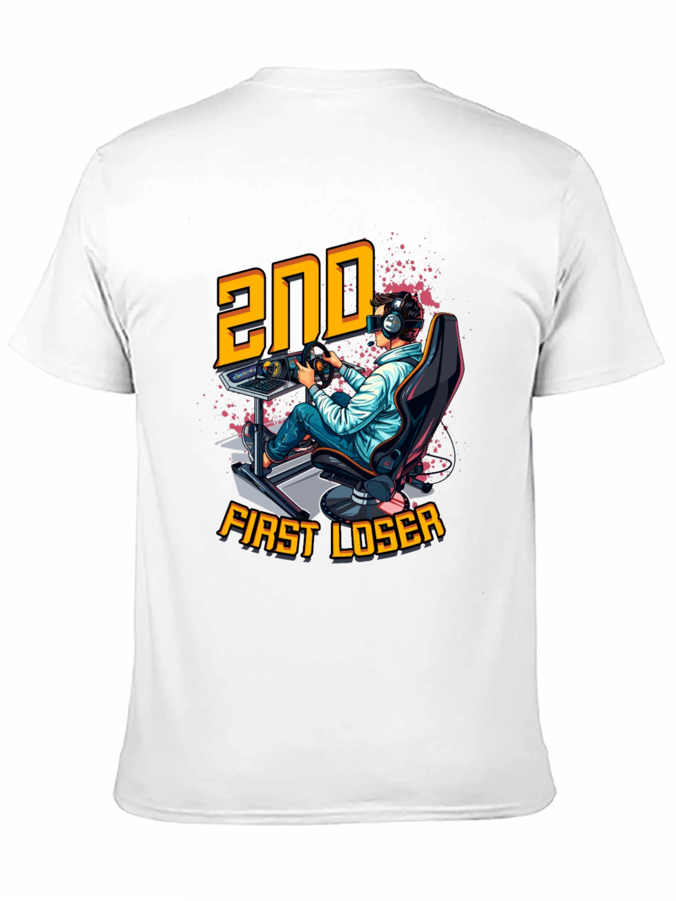 2nd First Loser Black T-Shirt - Racing Gamer Tee