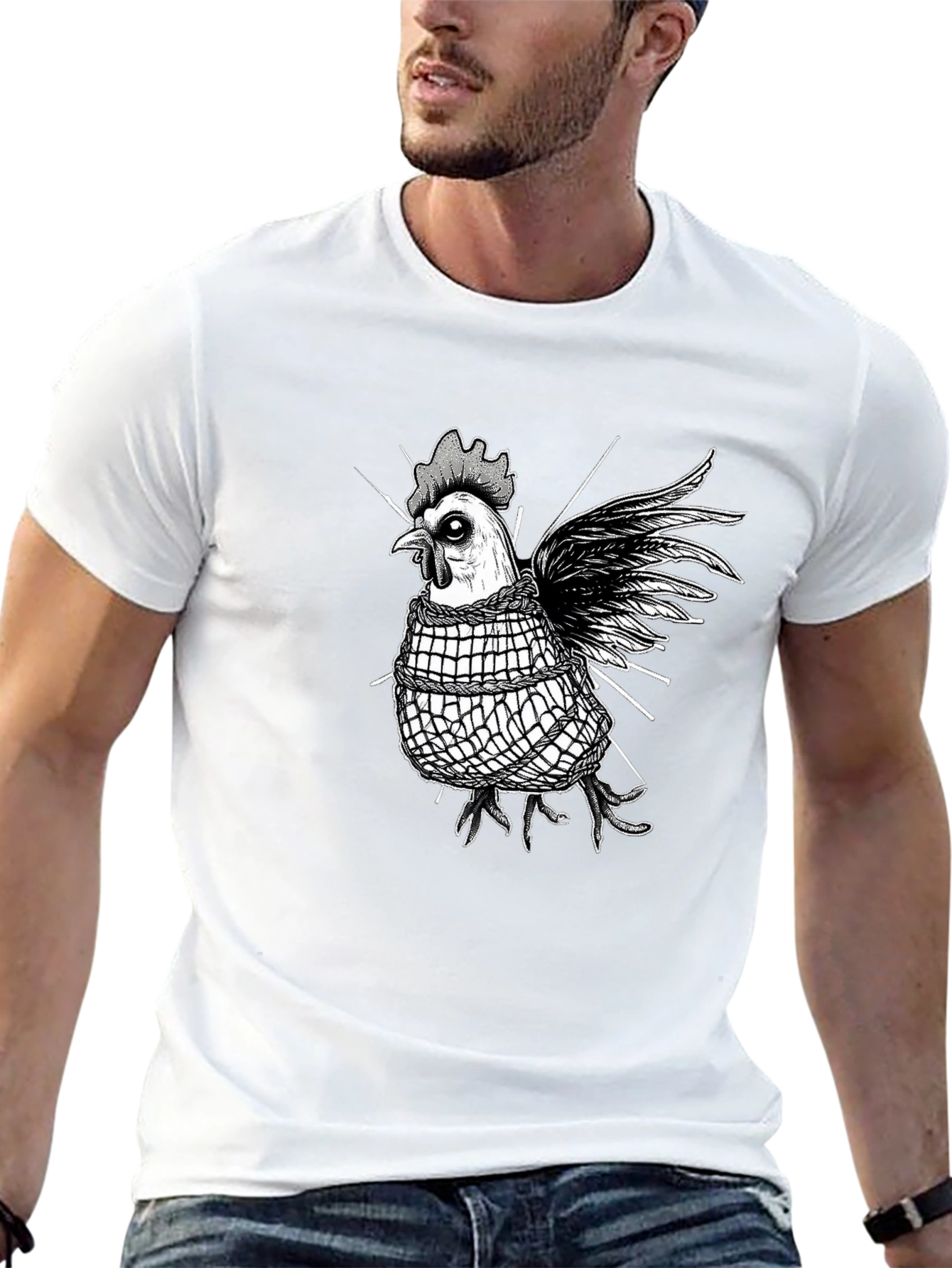 Edgy Chicken Graphic Tee - Black