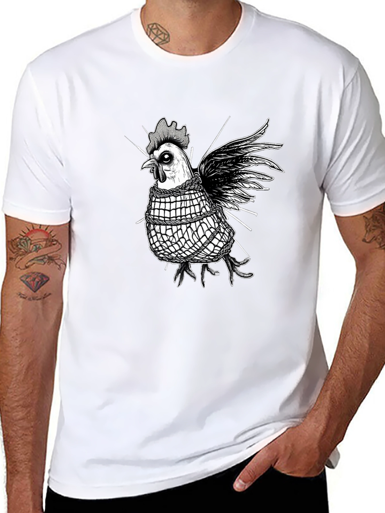 Edgy Chicken Graphic Tee - Black