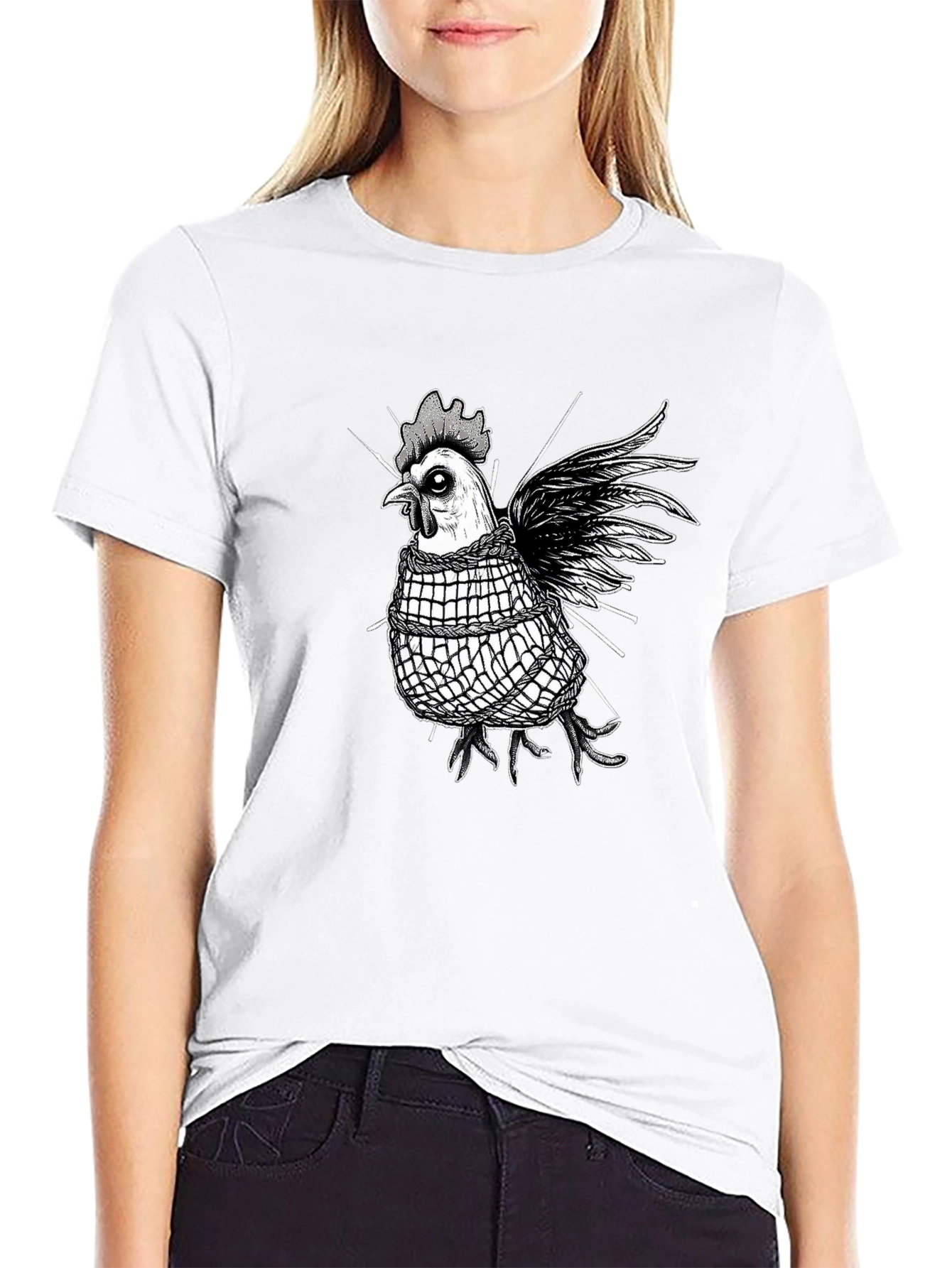 Edgy Chicken Graphic Tee - Black