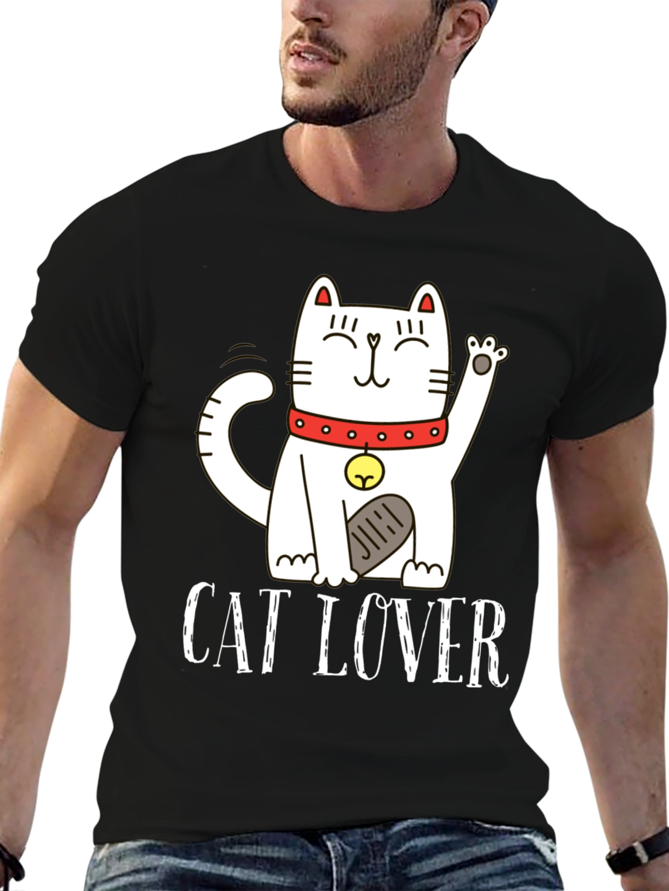 Cat Lover Graphic Tee - Black