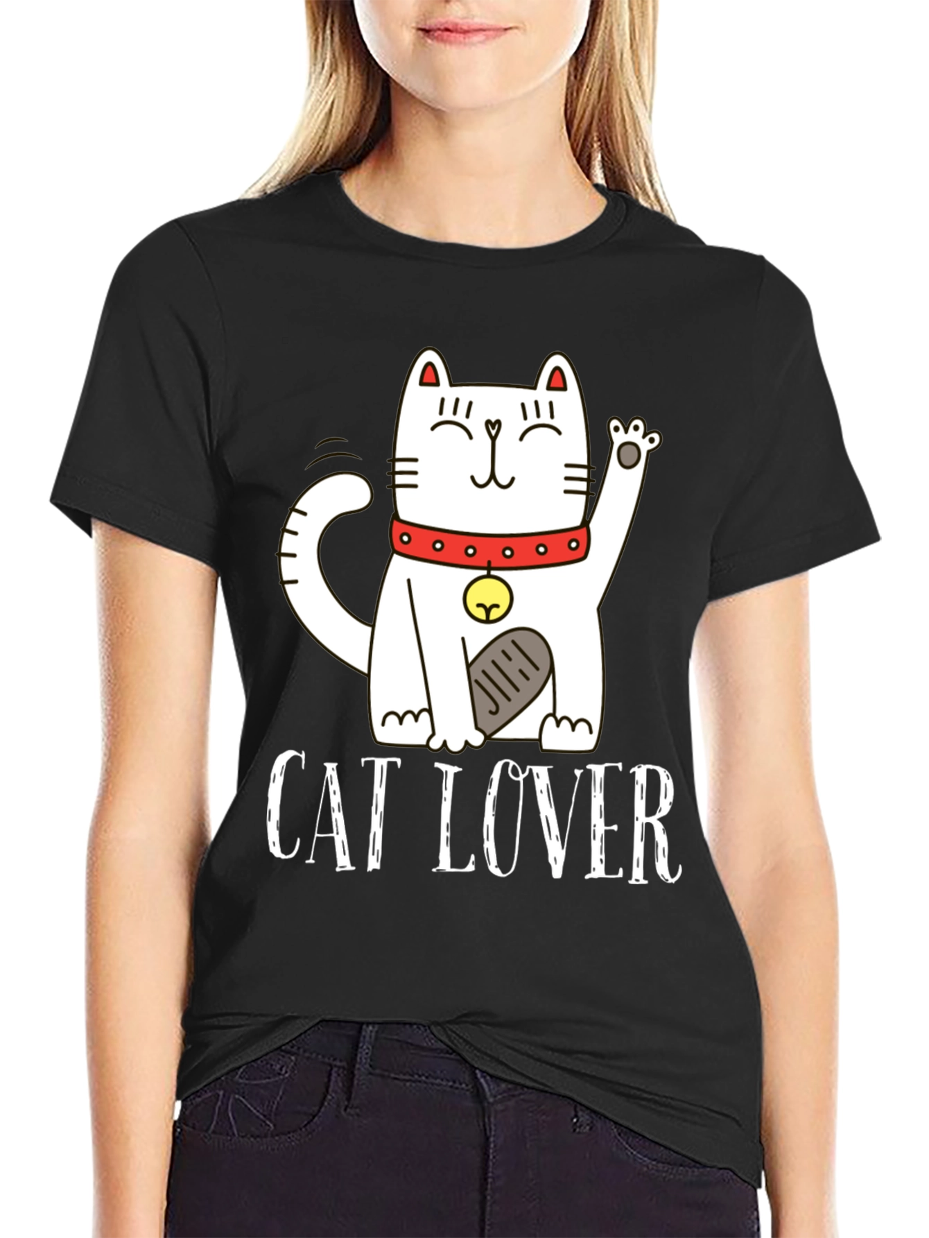 Cat Lover Graphic Tee - Black