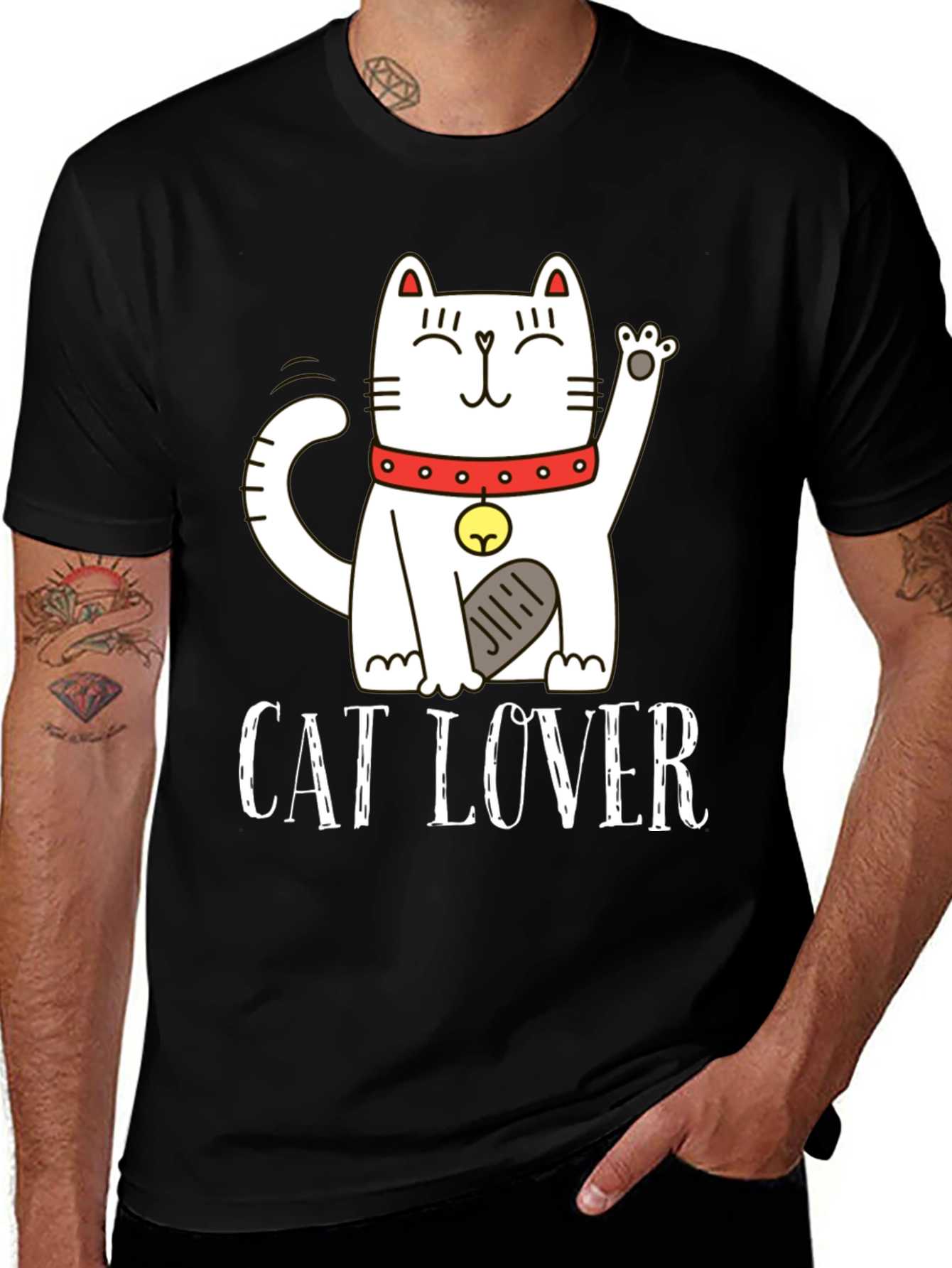 Cat Lover Graphic Tee - Black