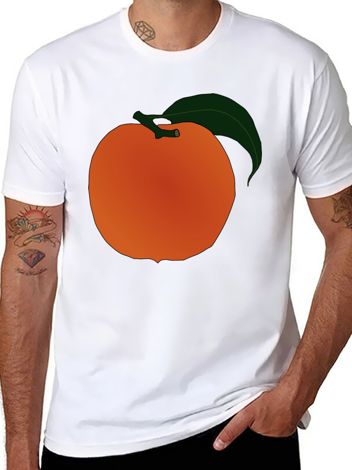 Orange Fruit Graphic Black T-Shirt