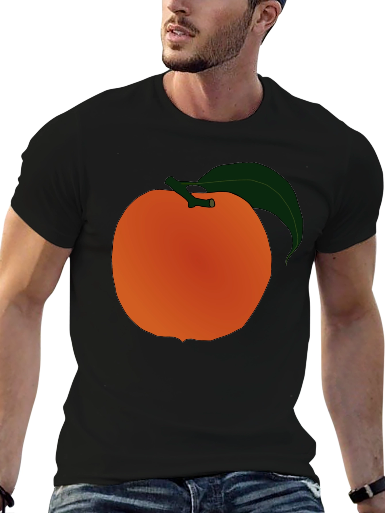 Orange Fruit Graphic Black T-Shirt
