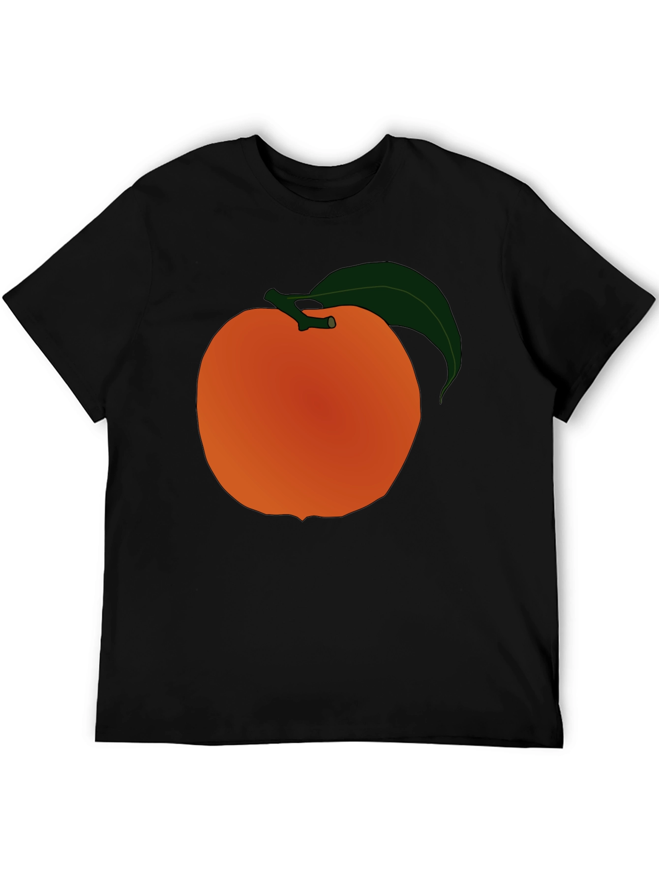 Orange Fruit Graphic Black T-Shirt