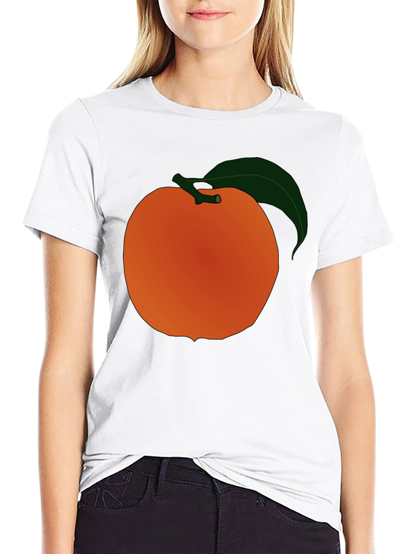Orange Fruit Graphic Black T-Shirt