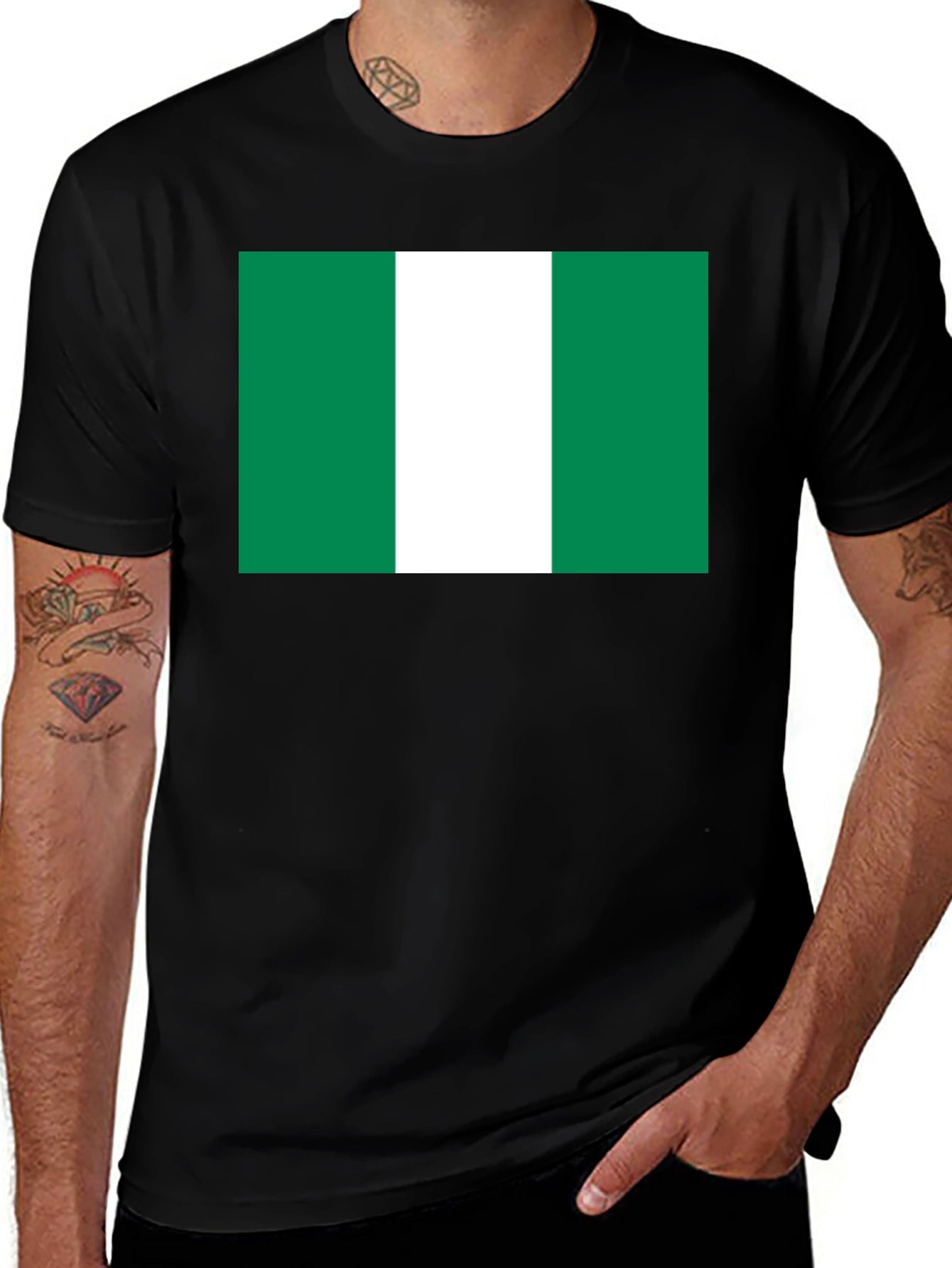 Nigeria Flag T-Shirt - Black Cotton Tee