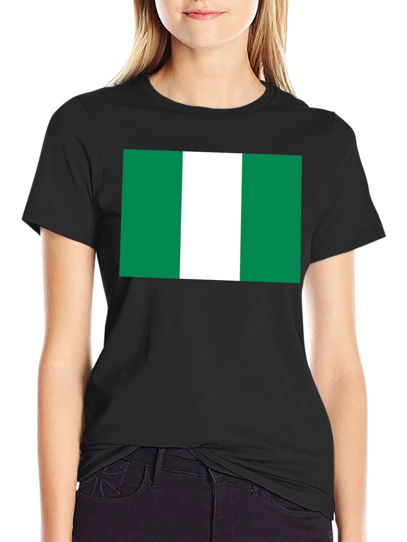 Nigeria Flag T-Shirt - Black Cotton Tee
