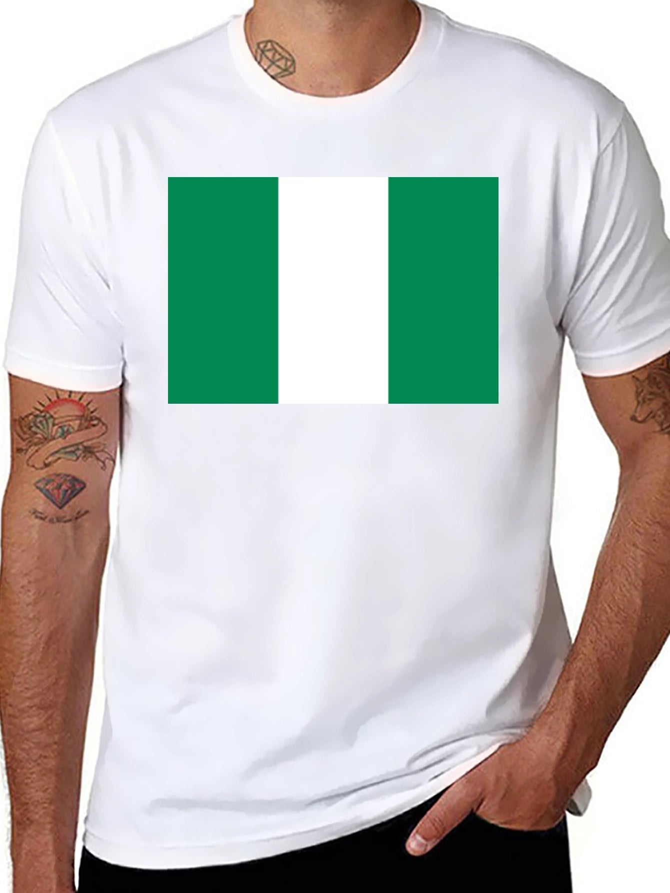 Nigeria Flag T-Shirt - Black Cotton Tee
