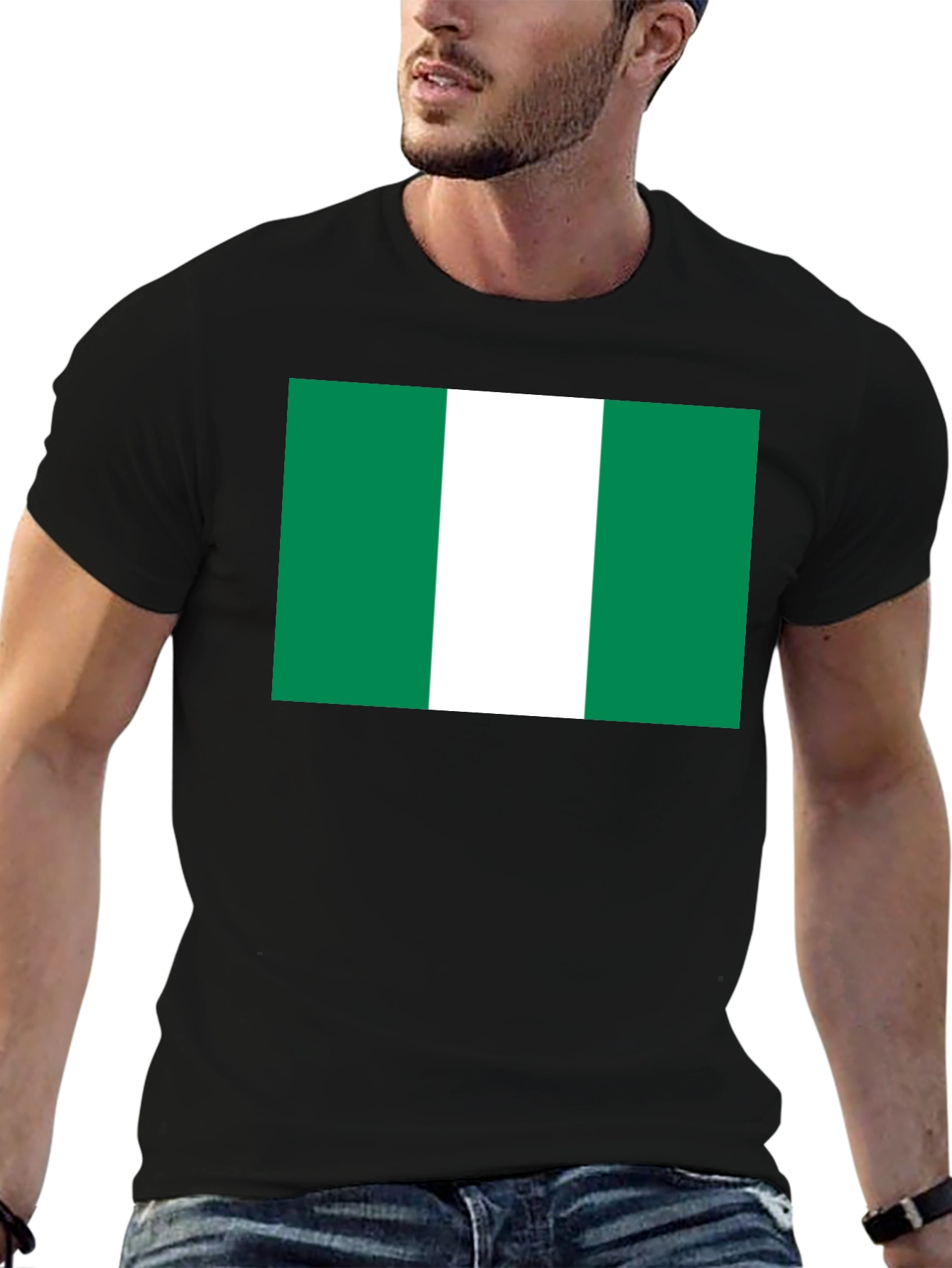 Nigeria Flag T-Shirt - Black Cotton Tee
