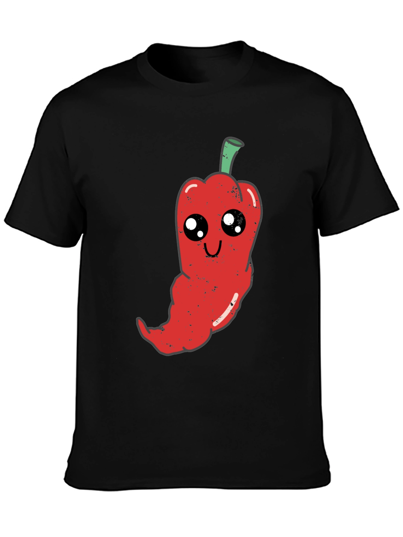 Kawaii Pepper Graphic Tee - Soft Black Cotton T-Shirt